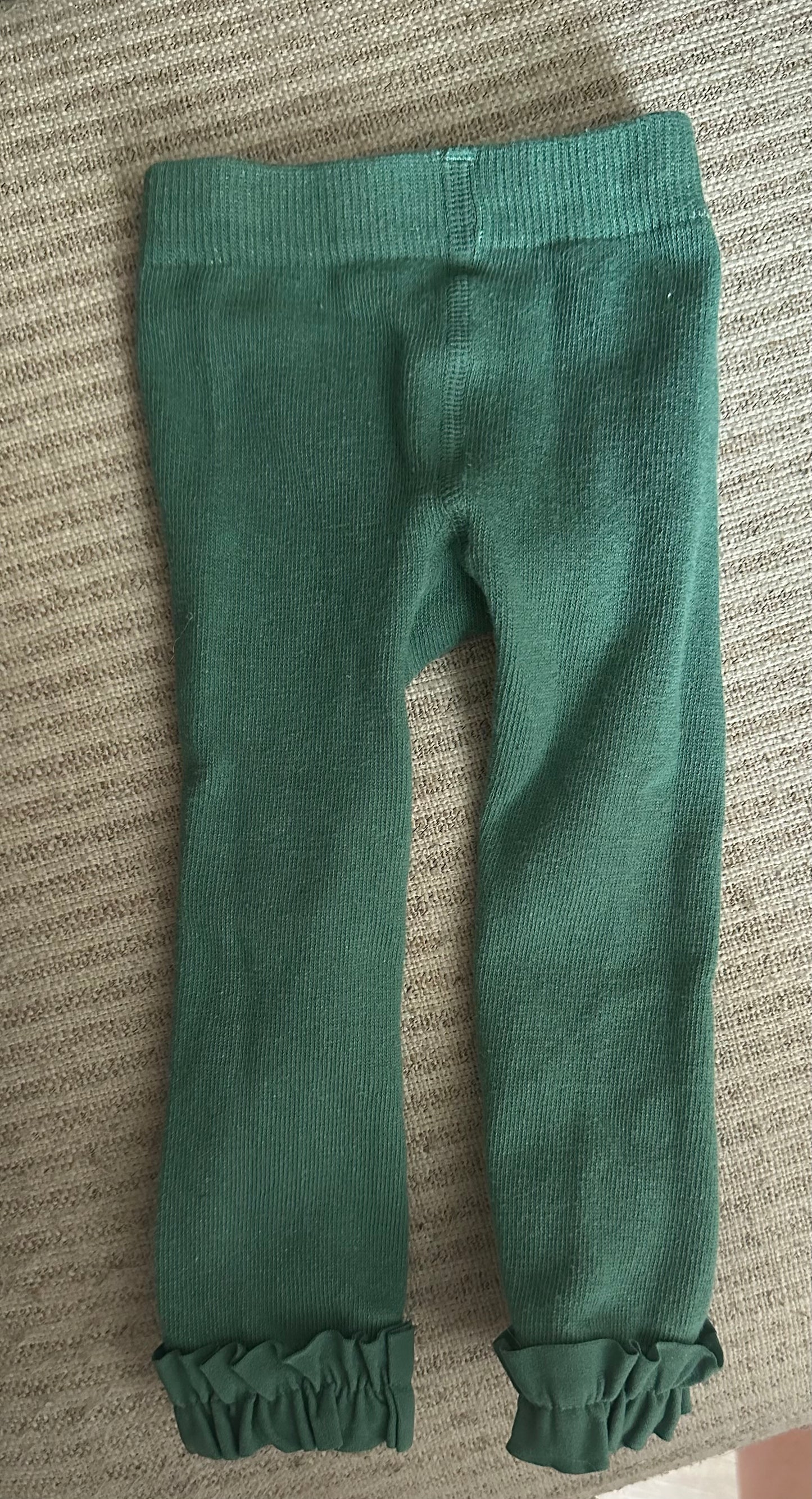 0-6M - Ruffle Butts Green Leggings/Tights with Ruffles around ankle