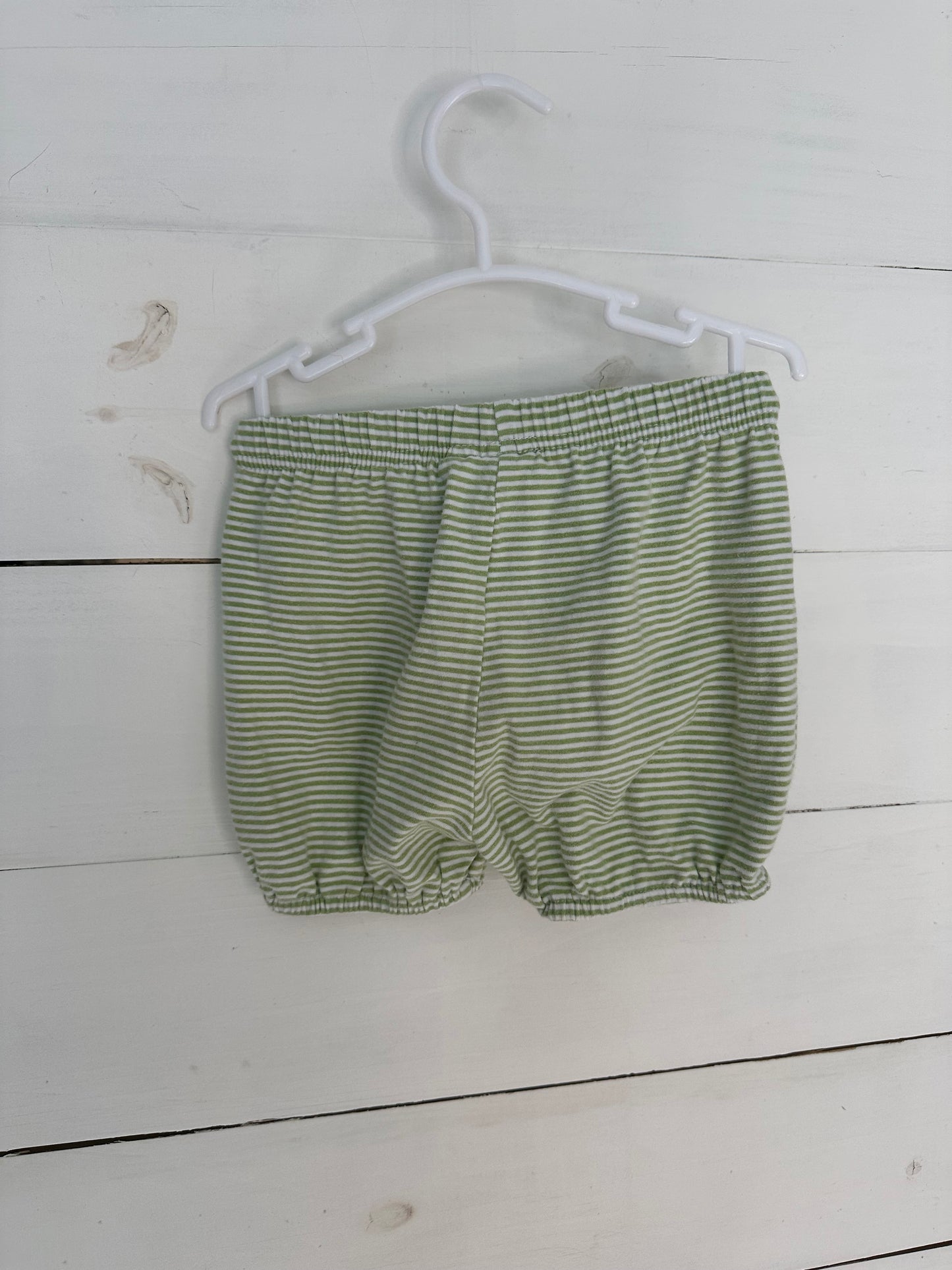 2T - PB&J Green Striped Shorts with Elastic Around Leg