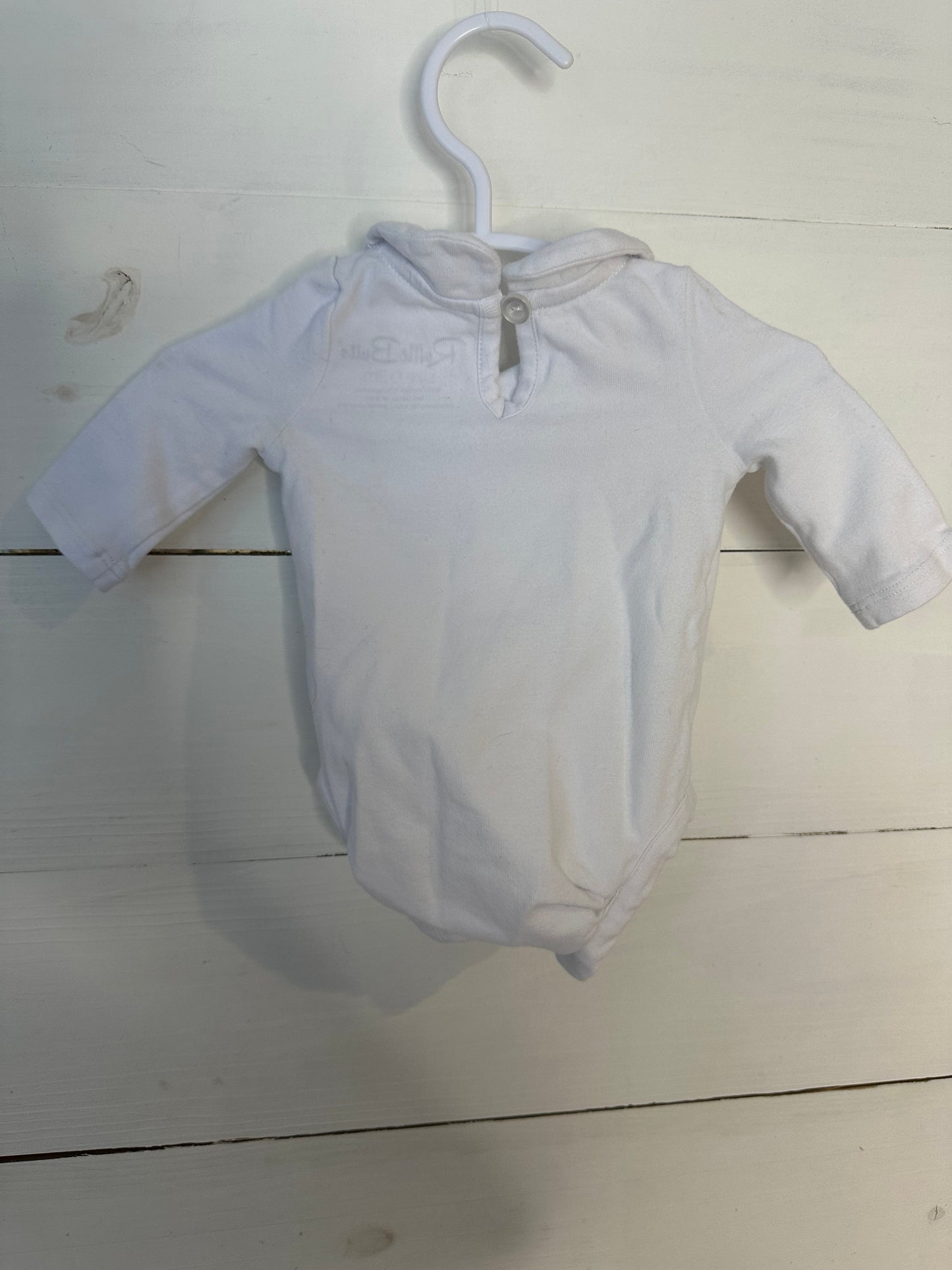 0-3M - Ruffle Butts White Peter Pan Collared Onesie
