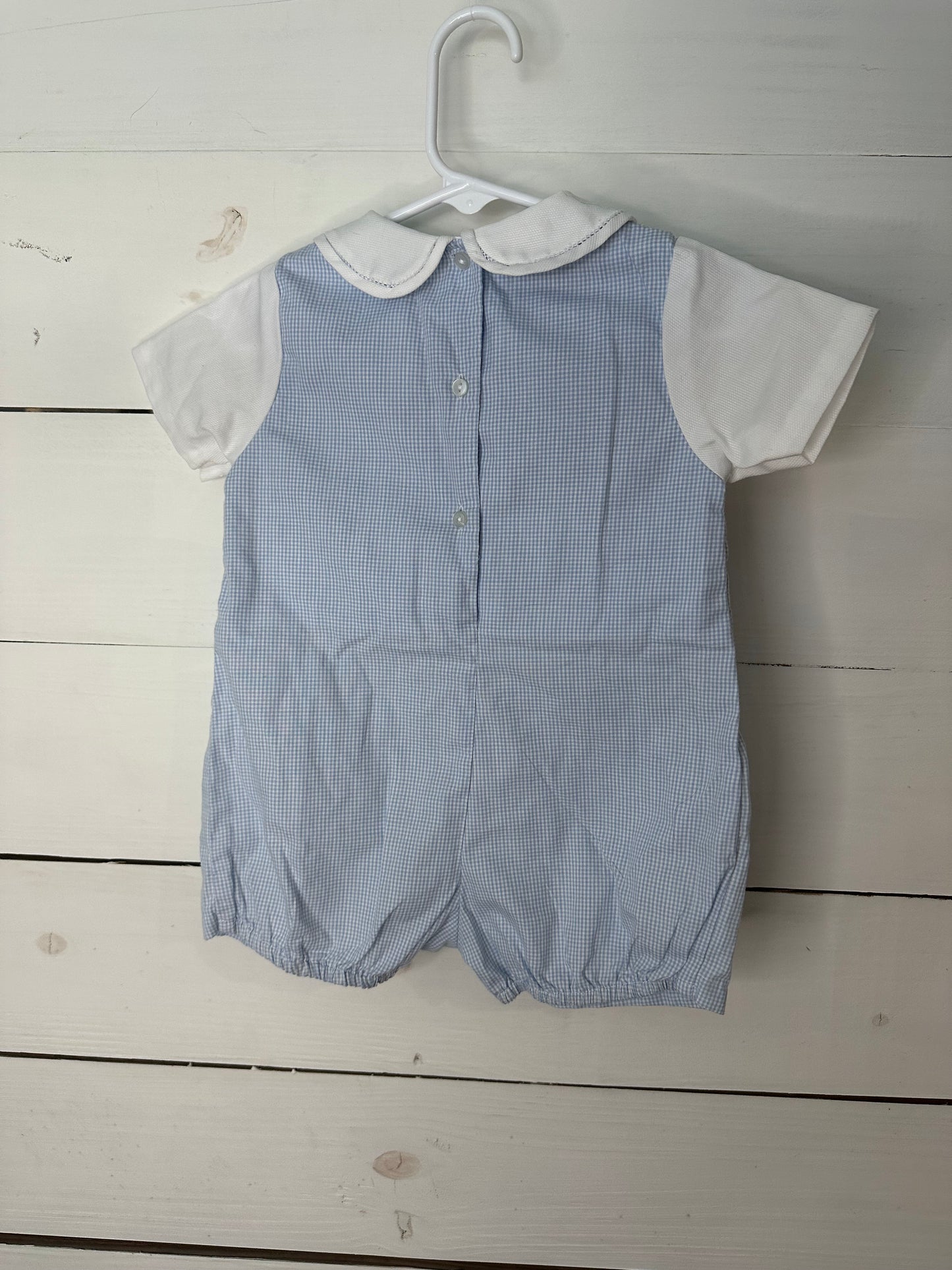 9M - Petit Ami Blue Gingham Jon Jons with attached mtching shirt