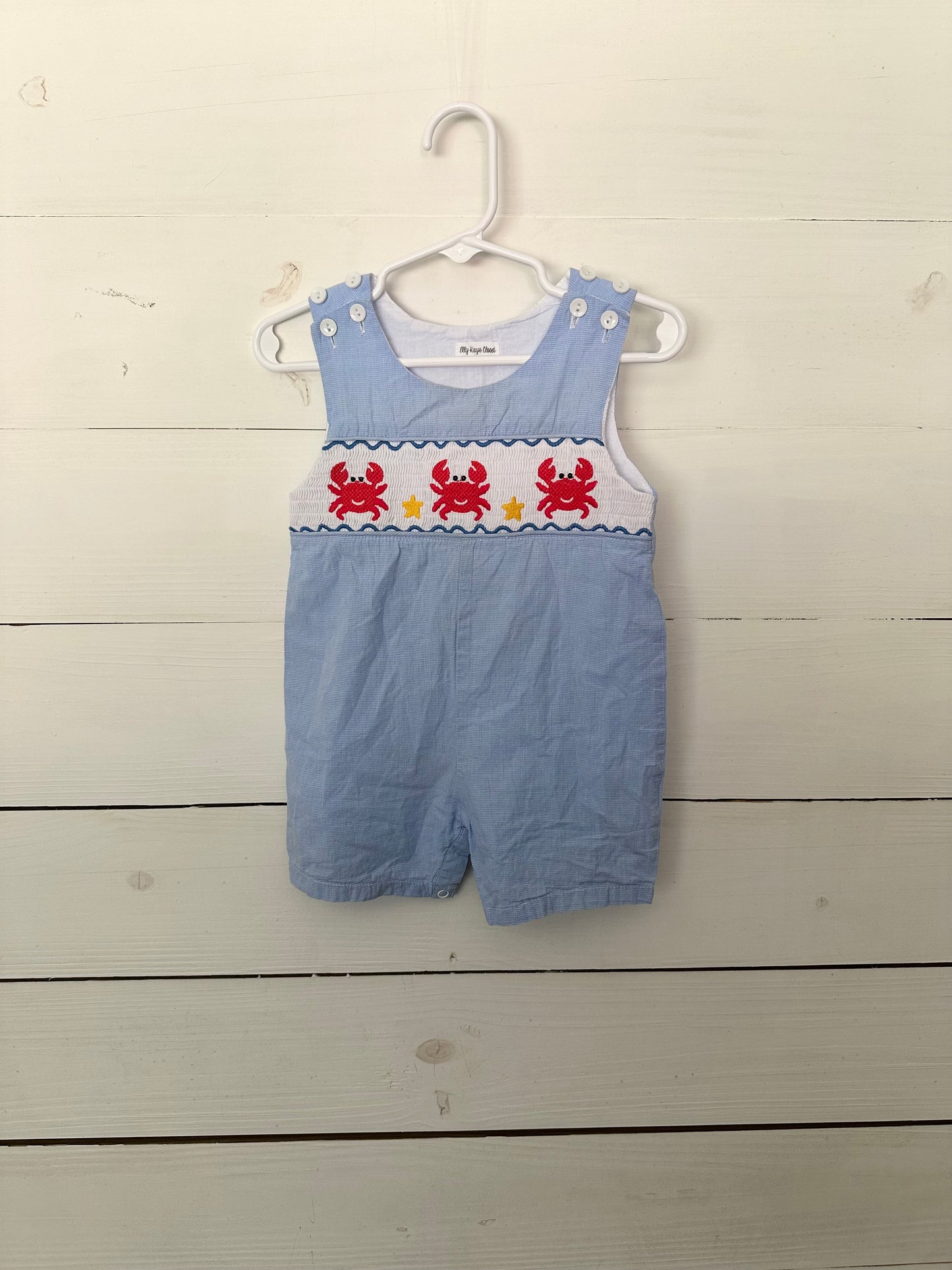 Ella Kay’s Closet - Blue Gingham Smocked Crab Jon Jons