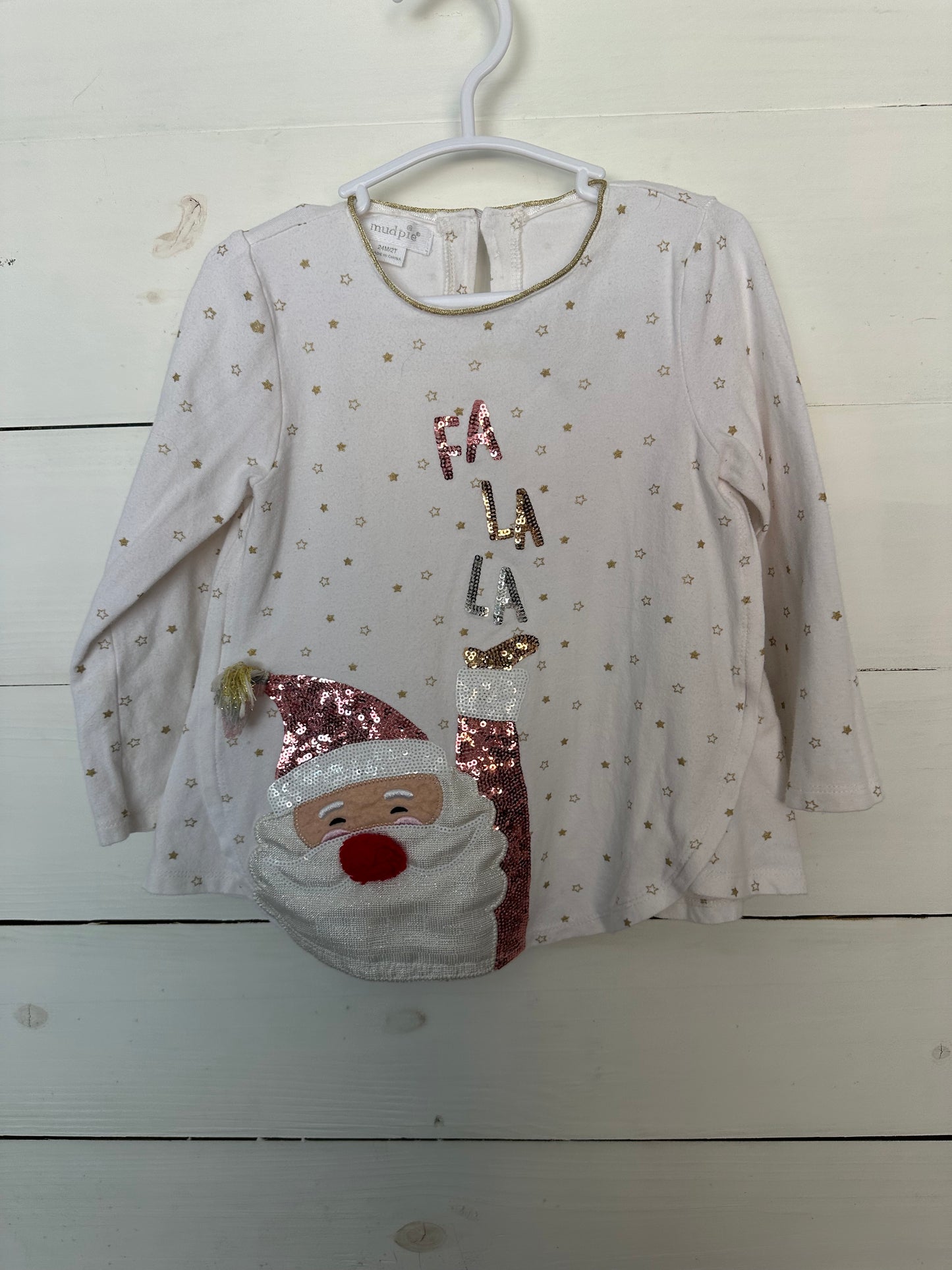 24M/2T - Mud Pie Santa Falala Shirt with Sequins