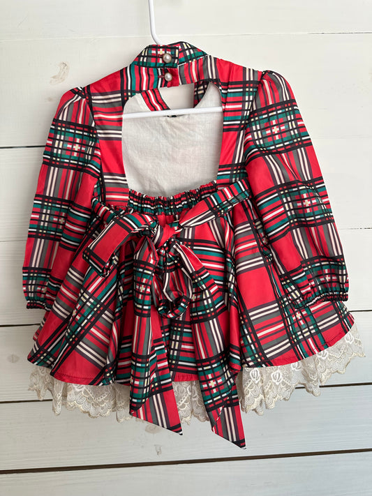 2T - Calluna Tartan Plaid Christmas Dress with Matching Bloomers