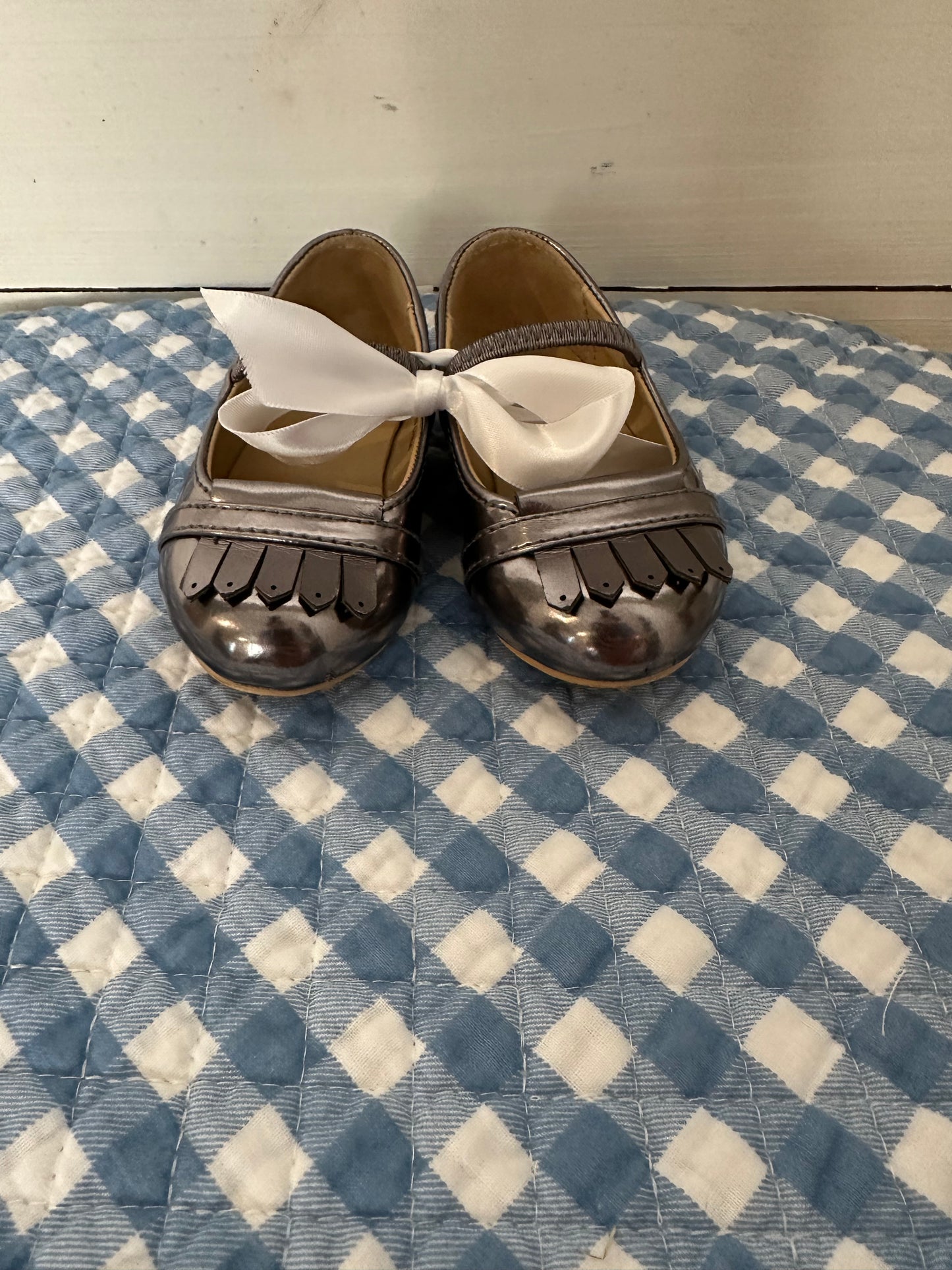 Janie & Jack Metallic Dark Pewter Dressy Shoes