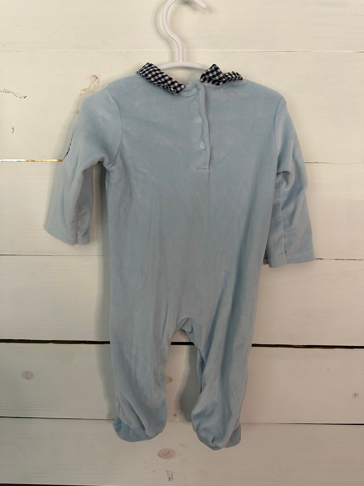 6M - Baby Starters Toy Solider Romper with Gingham Collar