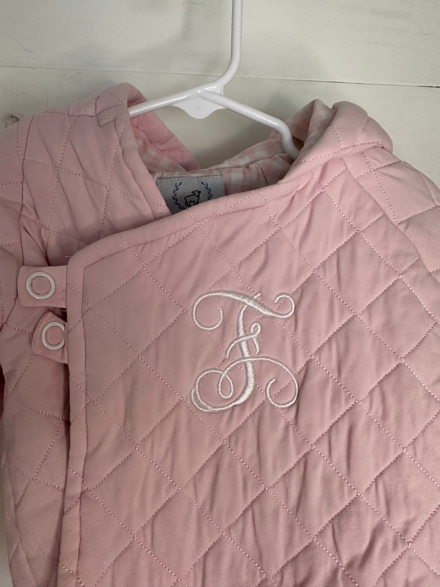 18M - Little Lamb Co Pink Quilted Jack with F Monogram