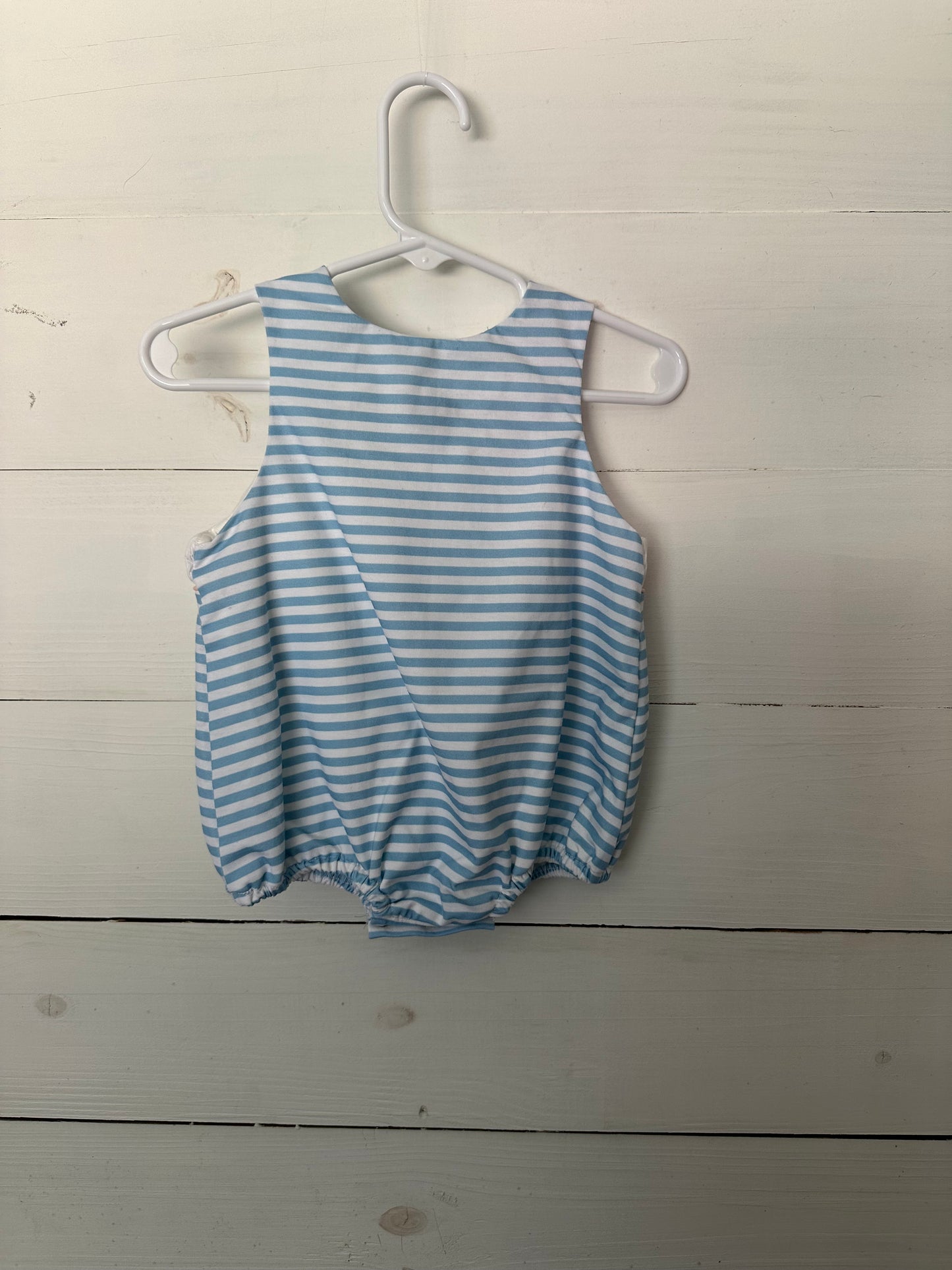 Carolina Smocks Blue Striped Bubble with Smocked Sea Animals