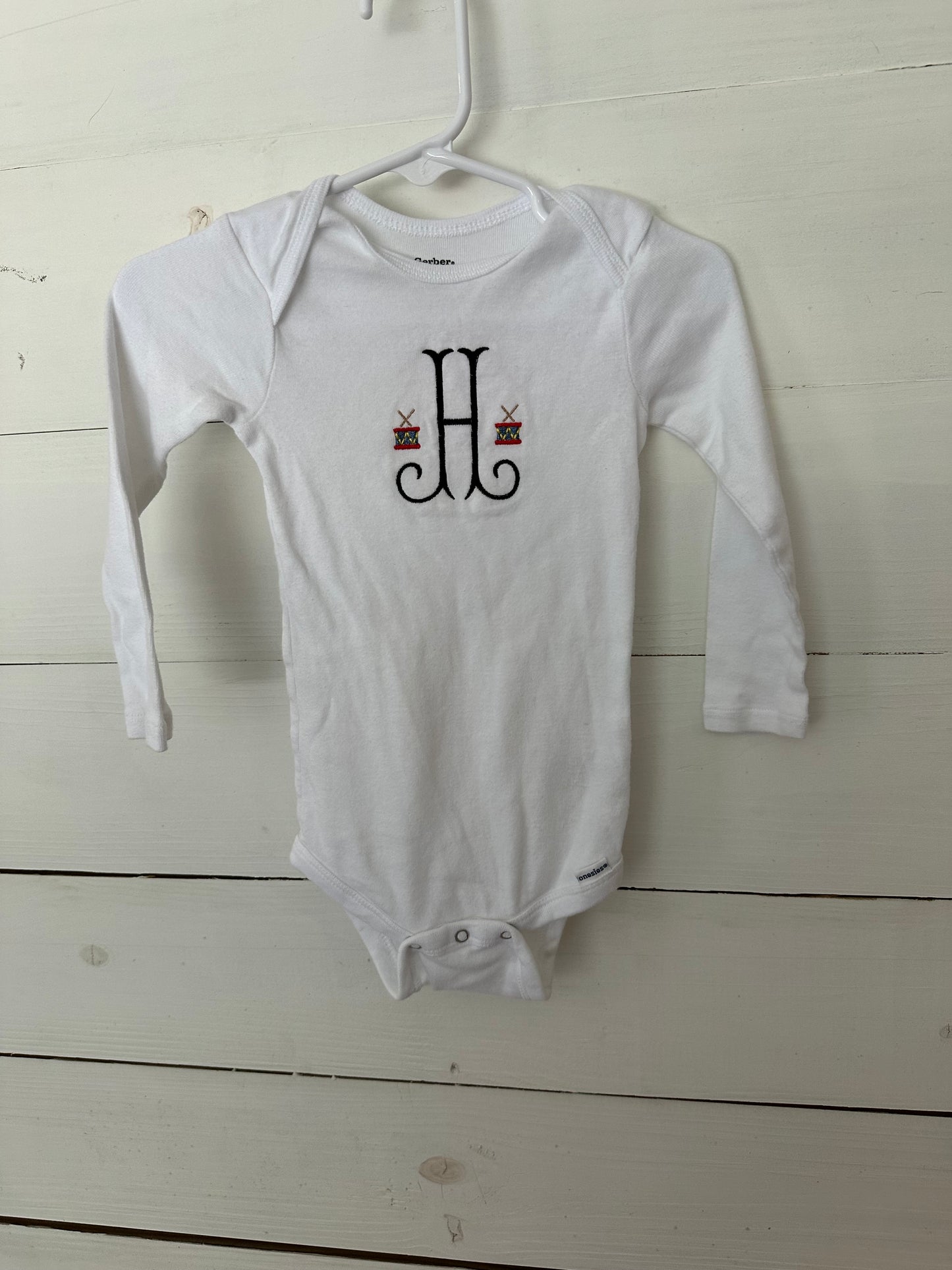 Personalized H Christmas Drums Onesie