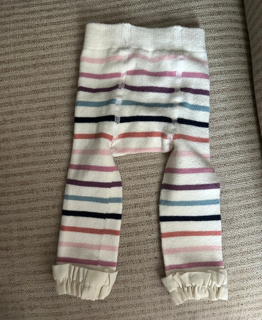 0-6M - Ruffle Butts Striped Leggings/Tights with Ruffles around ankle