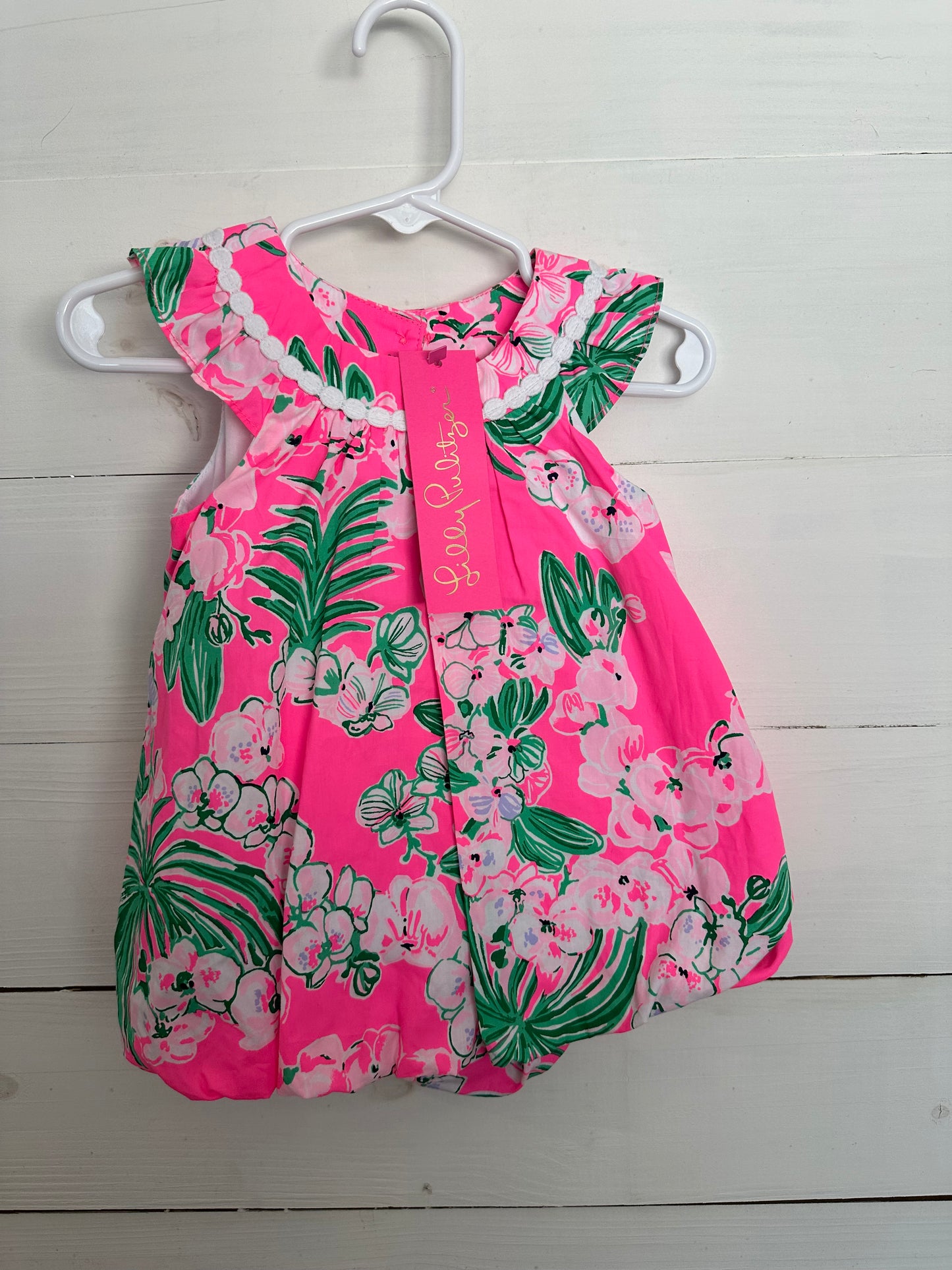 Lilly Pulitzer Hot Pink Shift with Light Pink and Green Floral Print and matching bloomers