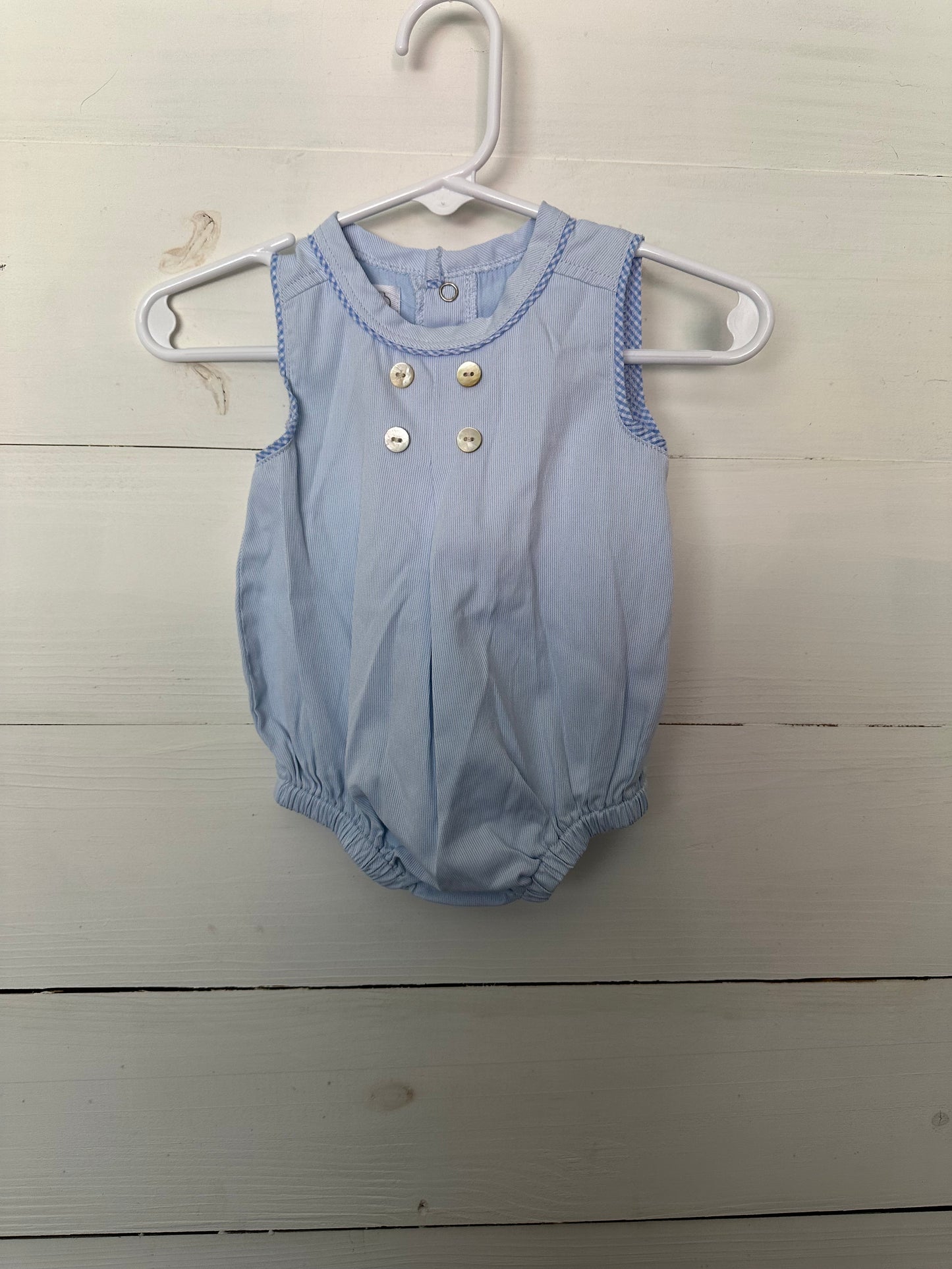 Mud Pie Blue and White Pin Striped Bubble with Button Details