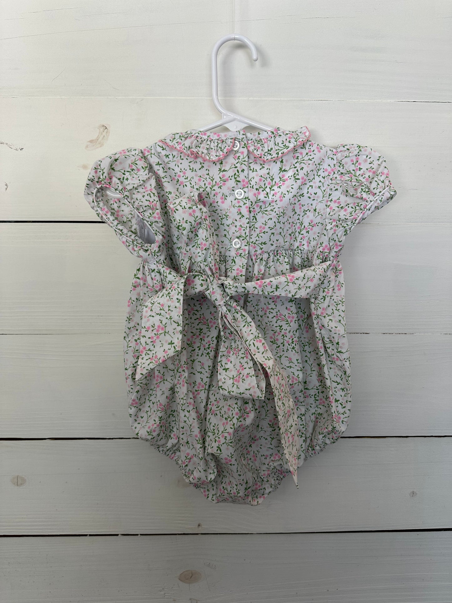 24/2T - Southern Smocked Company Pink Floral Smocked Bubble