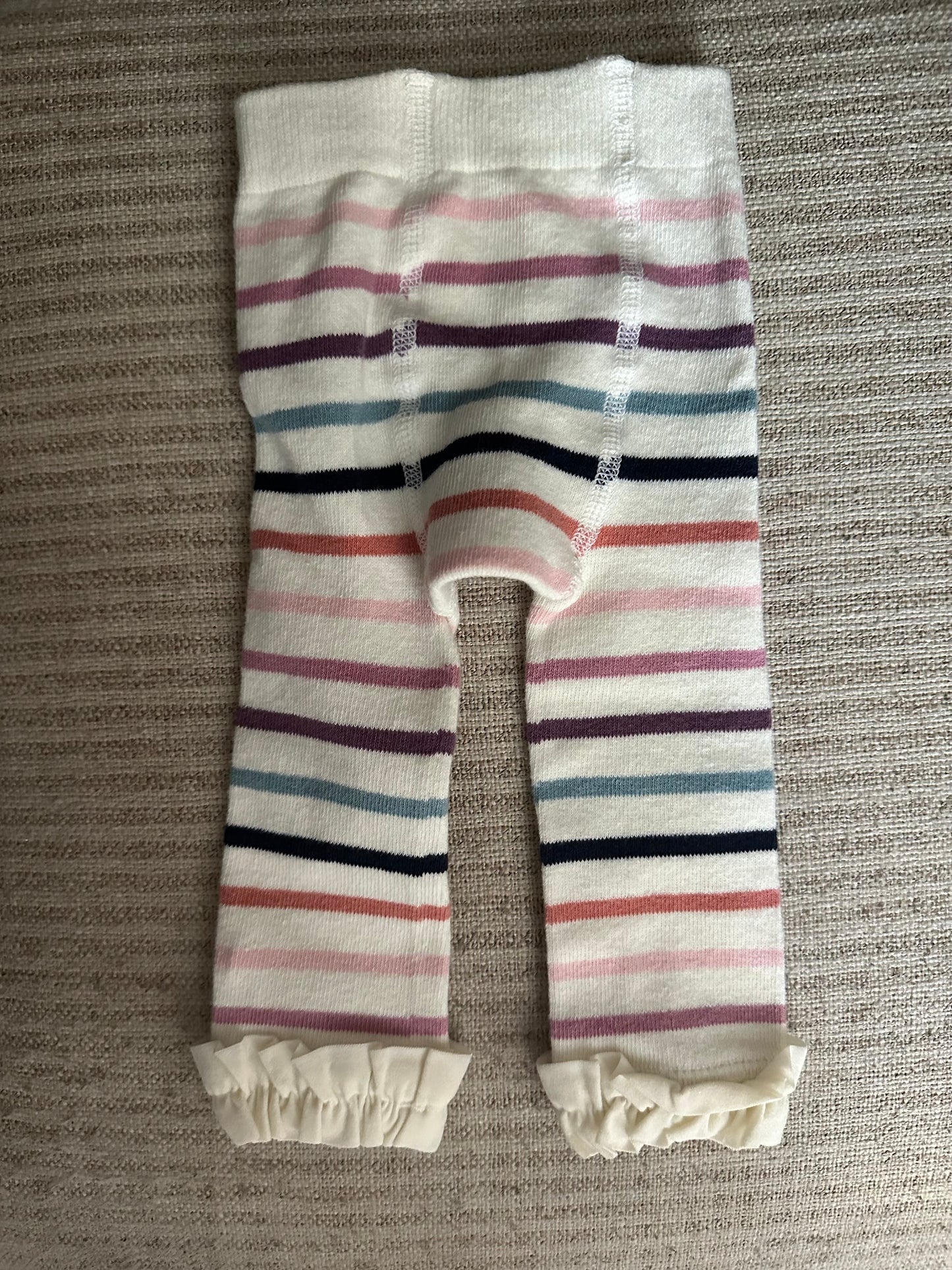 0-6M - Ruffle Butts Striped Leggings/Tights with Ruffles around ankle