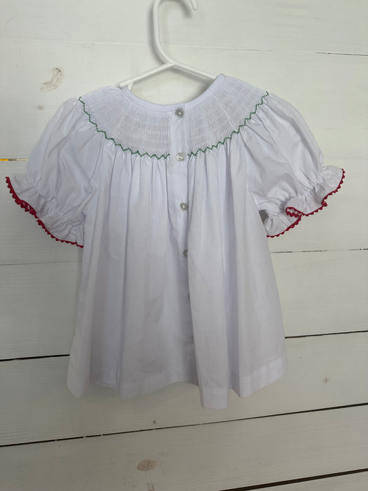 2T - Southern Sunshine Kids - Christmas Tree Smock - Bishop style dress - No bloomers