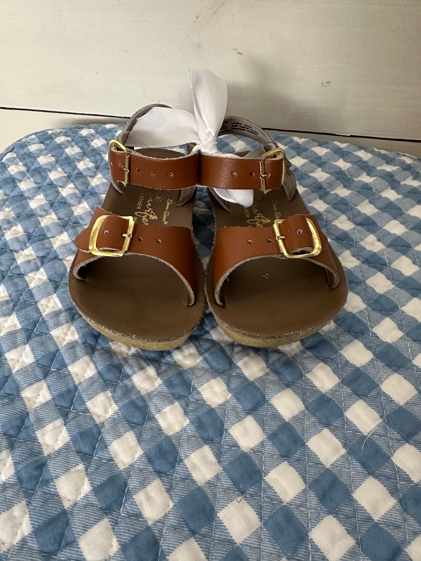 Sun-San Saltwater Leather Sandals - Gold Clasp/Brown Leather
