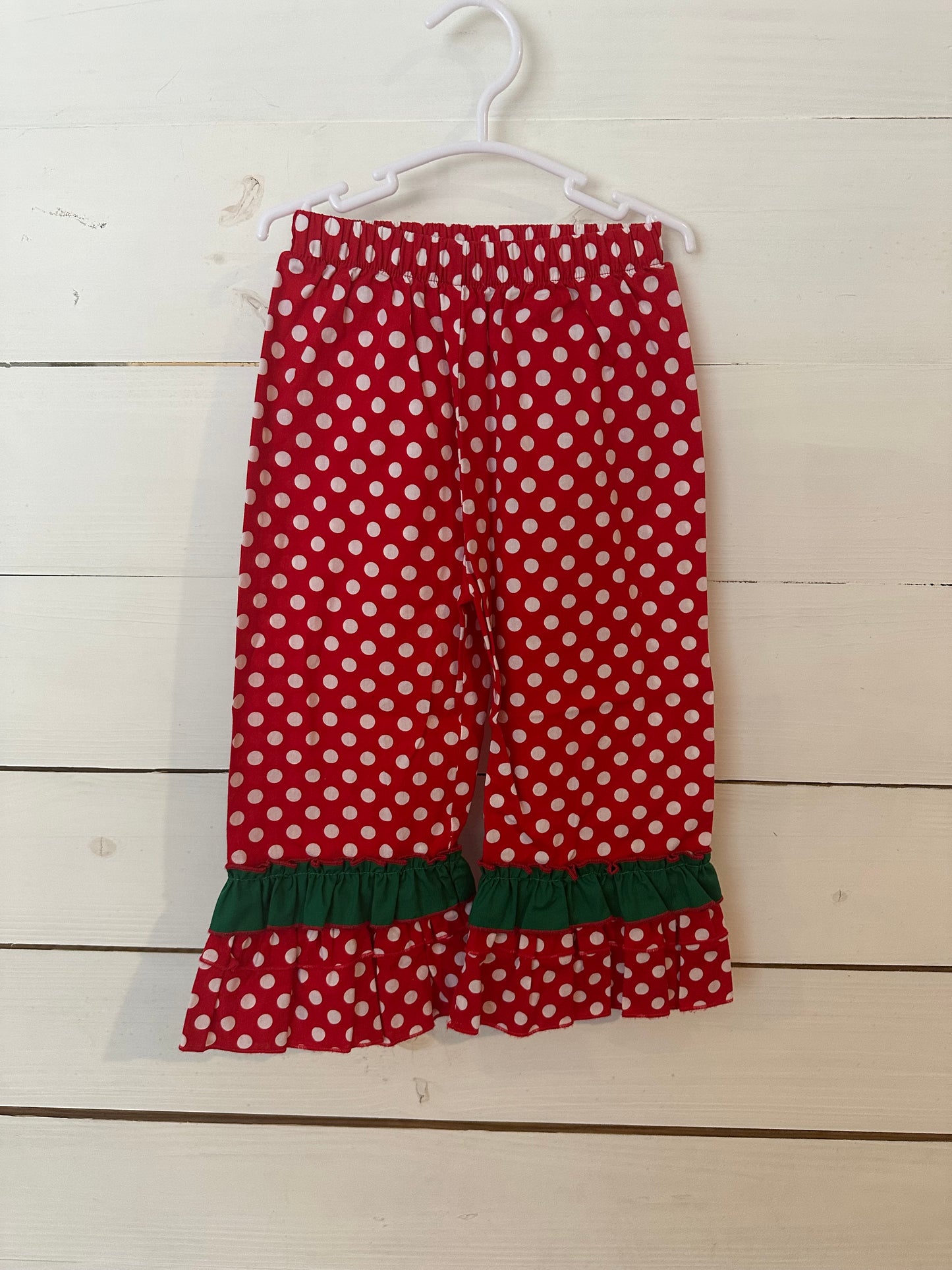 3T - Green Smocked Santa Bishop Dress with Matching Pants