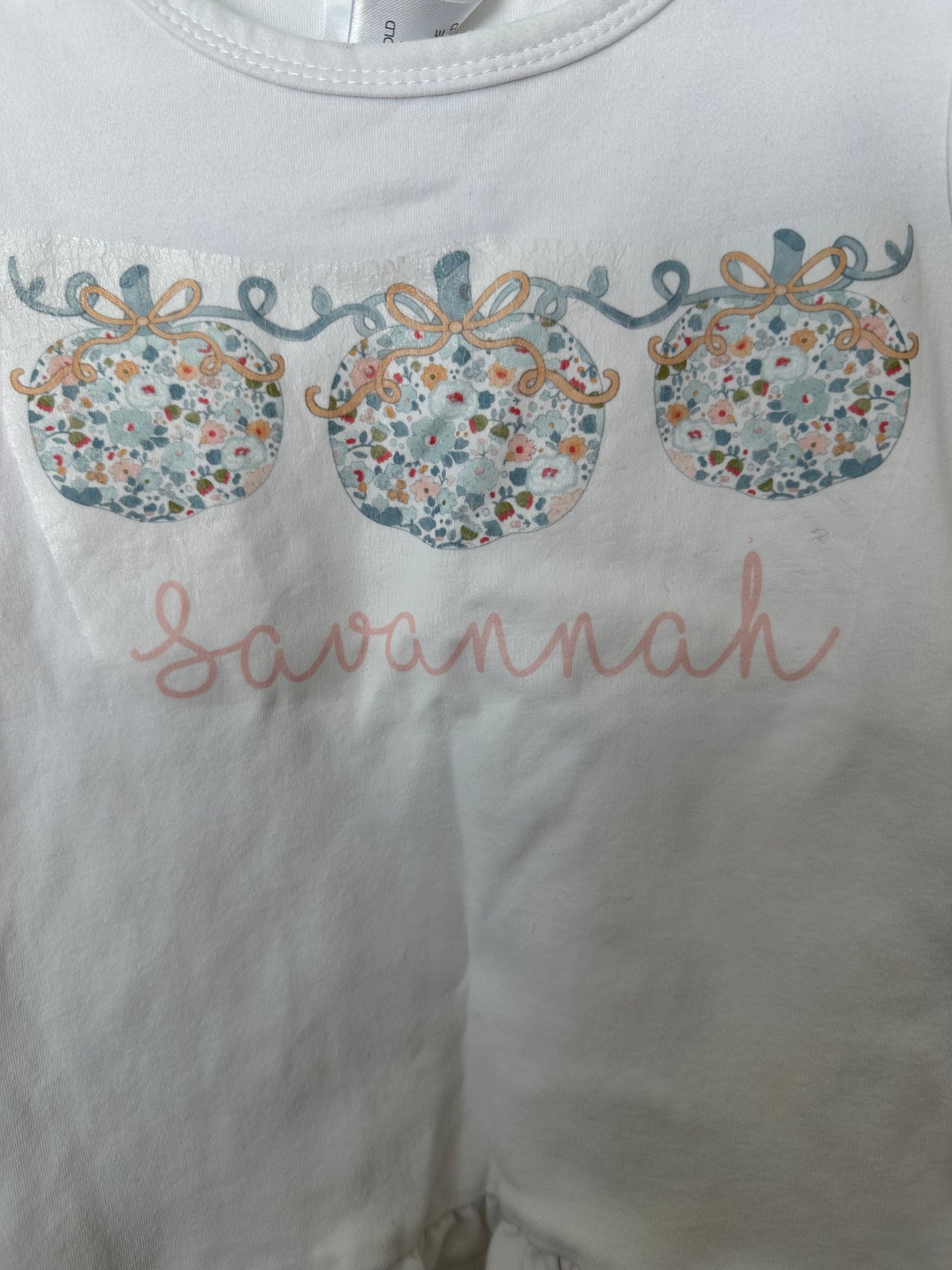 4T - Savannah White Ruffle T-shirt with Floral and Bow Pumpkins