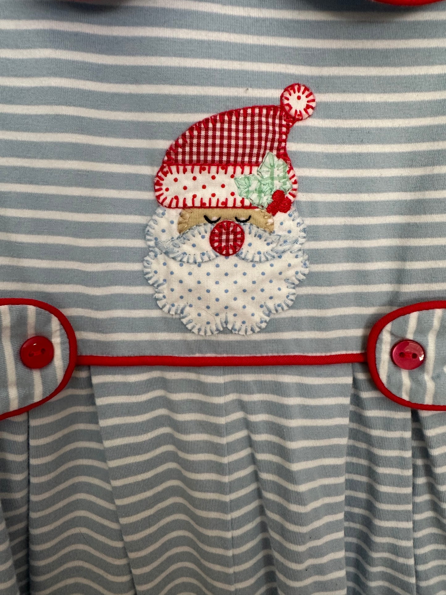 3T - Shrimp & Grits Santa Cotton Romper with Collar