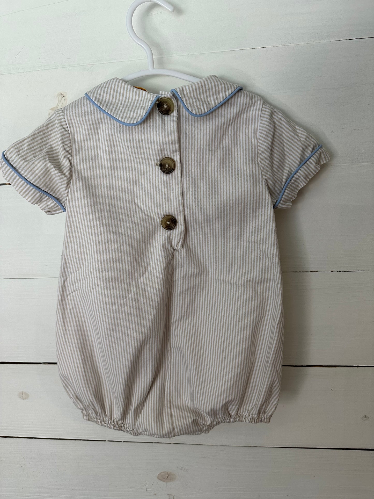 2T - TBBC Tan & Baby Blue Striped Bubble