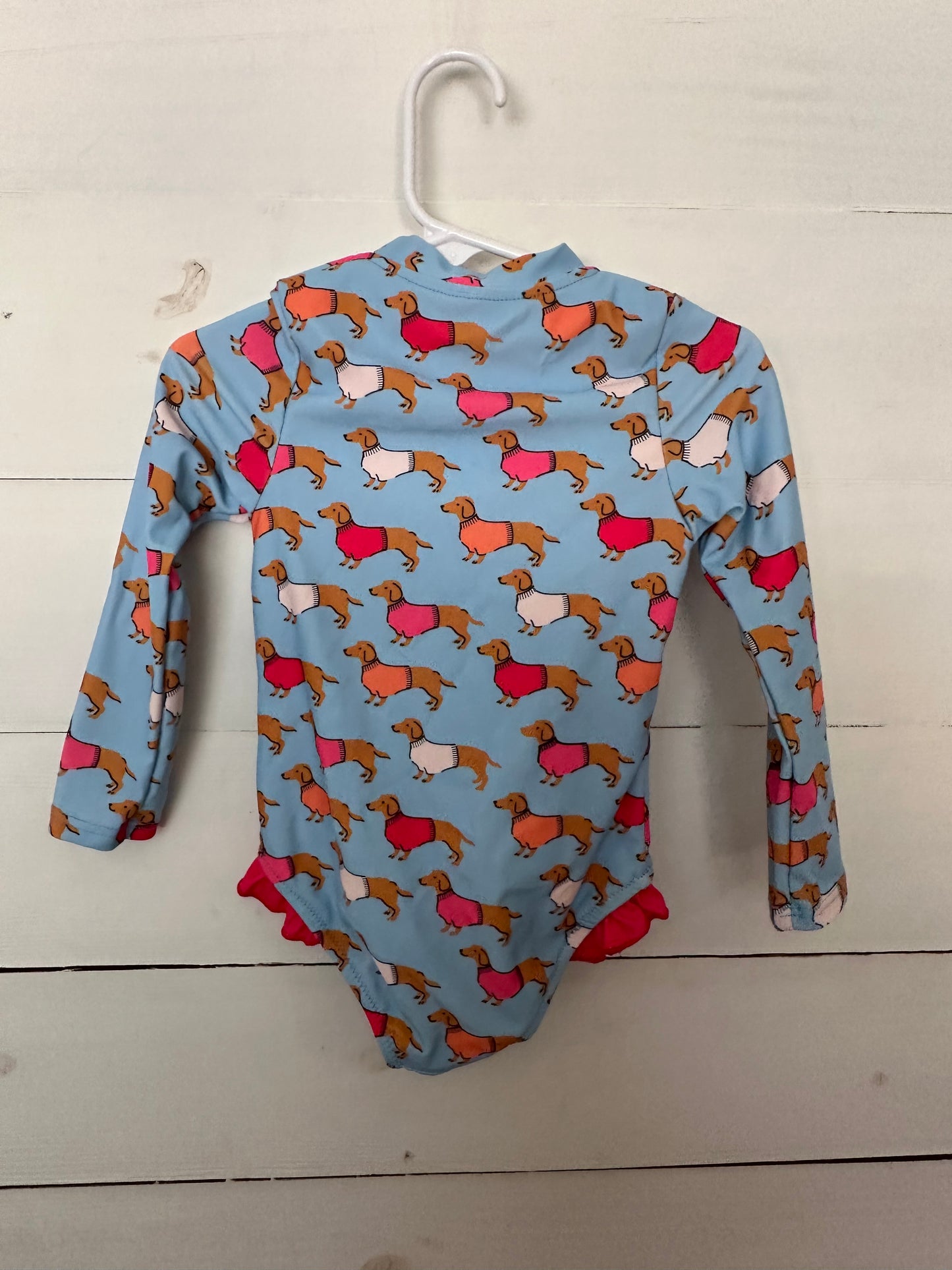 Pink Chicken One Piece Swimsuit with Dachshunds
