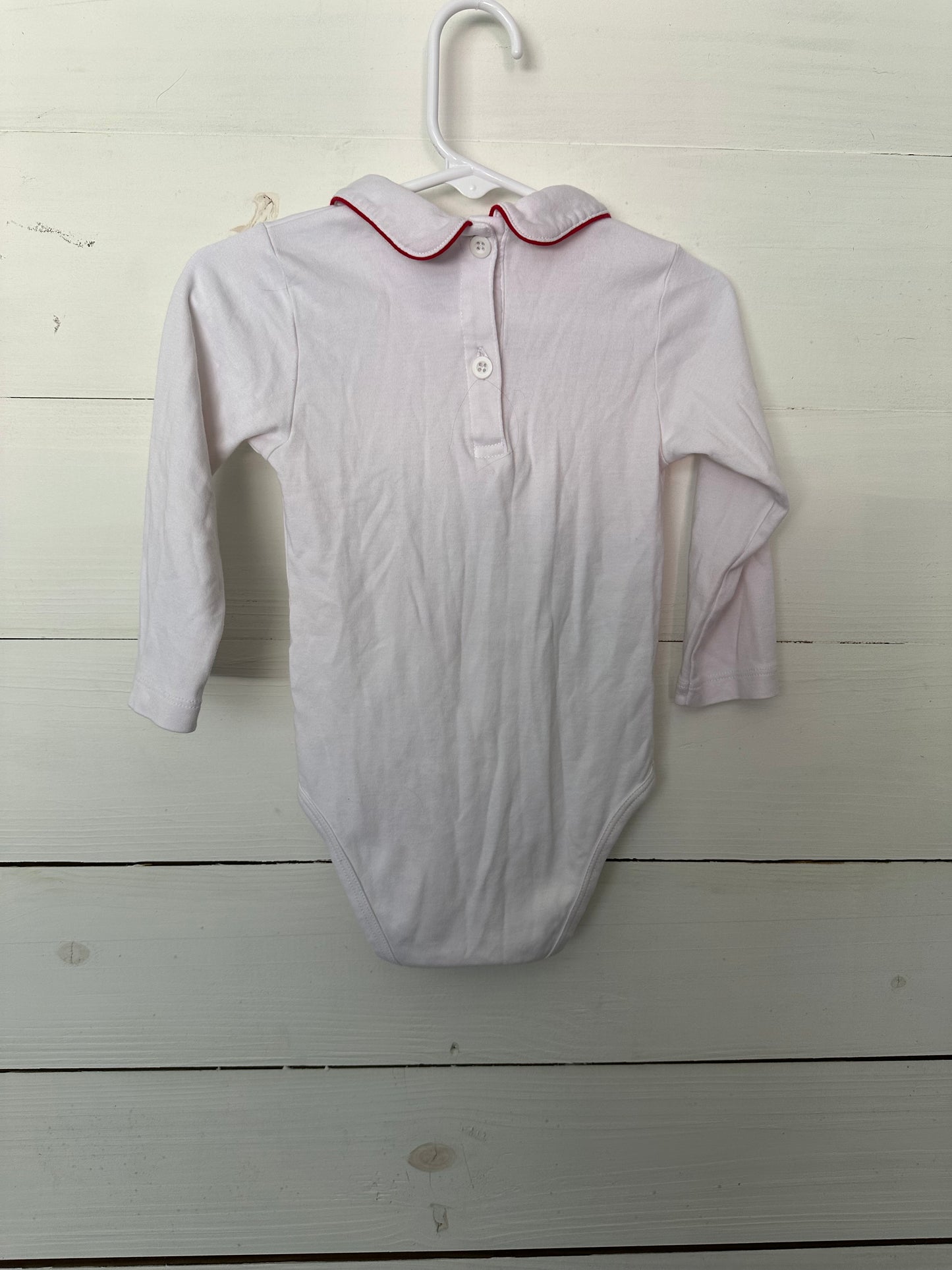 Cary's Closet Red Piped Perter Pant Collar Undershirt Bodysuit