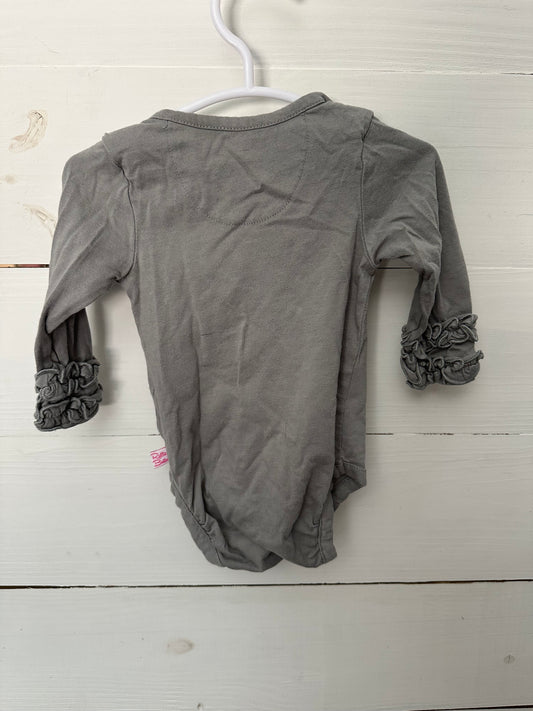 3-6M - Ruffle Butts Gray Onesie with Ruffled Wrist