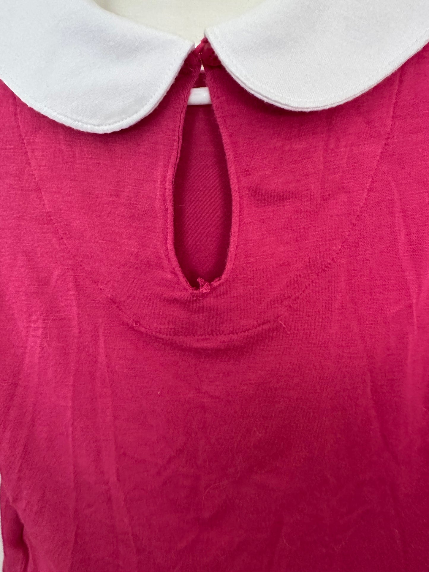 Posh Peanut Pink with white collar - Great shirt to go under dresses, rompers, overalls, and sweaters!