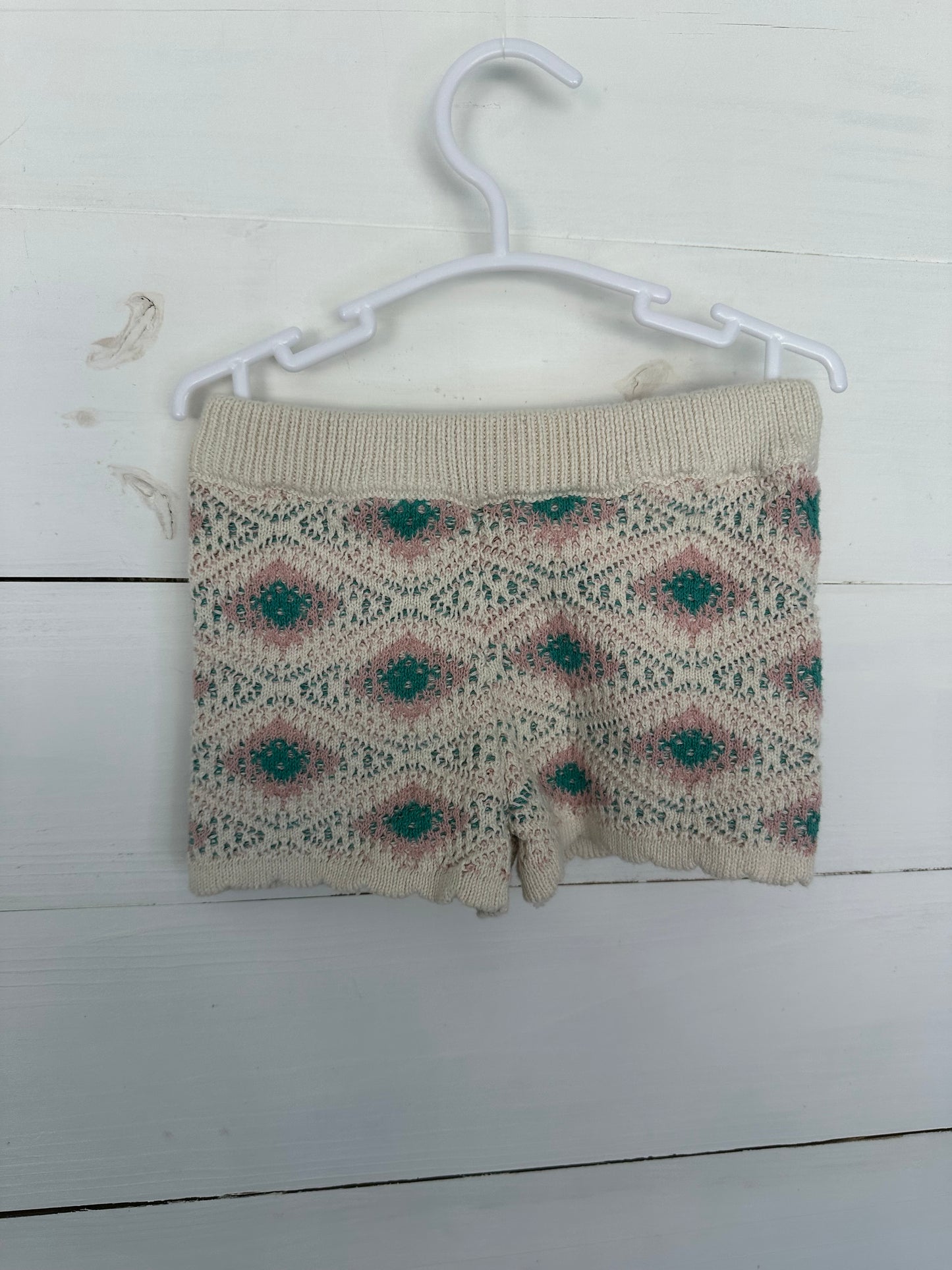 18M - Crotchet tank and matching shorts - Taupe, Pink, and Teal