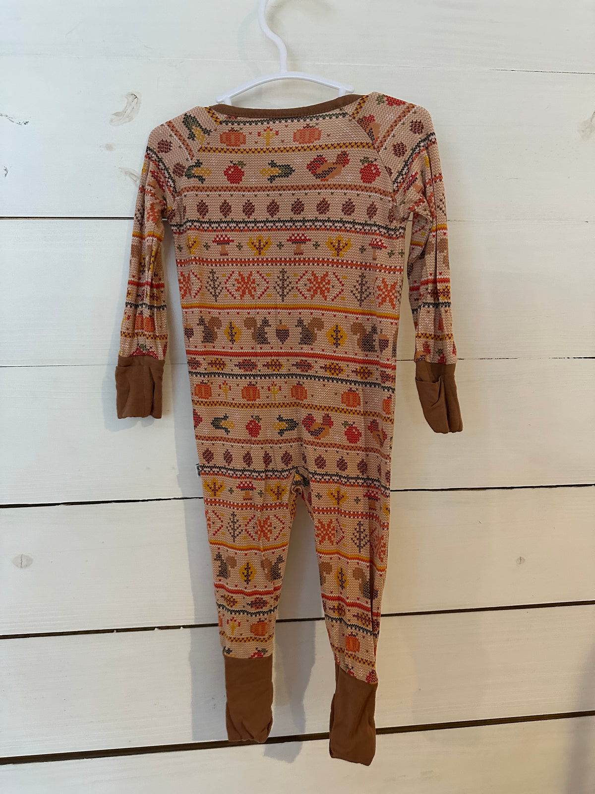 3-6M - Little Sleepies Thanksgiving Stichwork Jammies