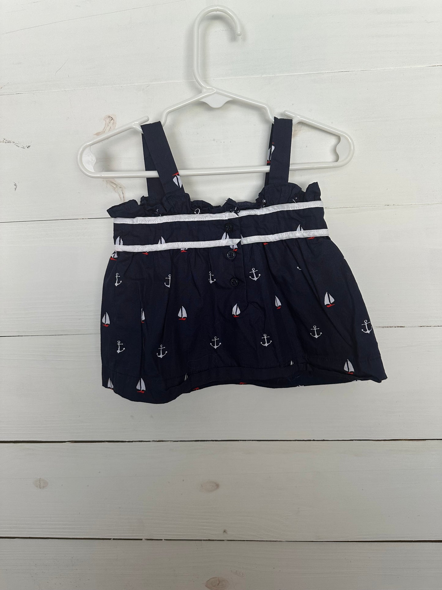 Janie and Jack : Navy nautical tank with bow detail