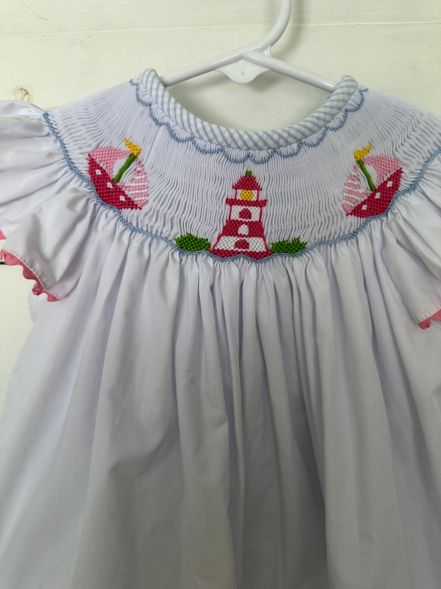 2T Shrimp & Grits Kits - Pink Sailboats and Lighthouse Smocked Dress