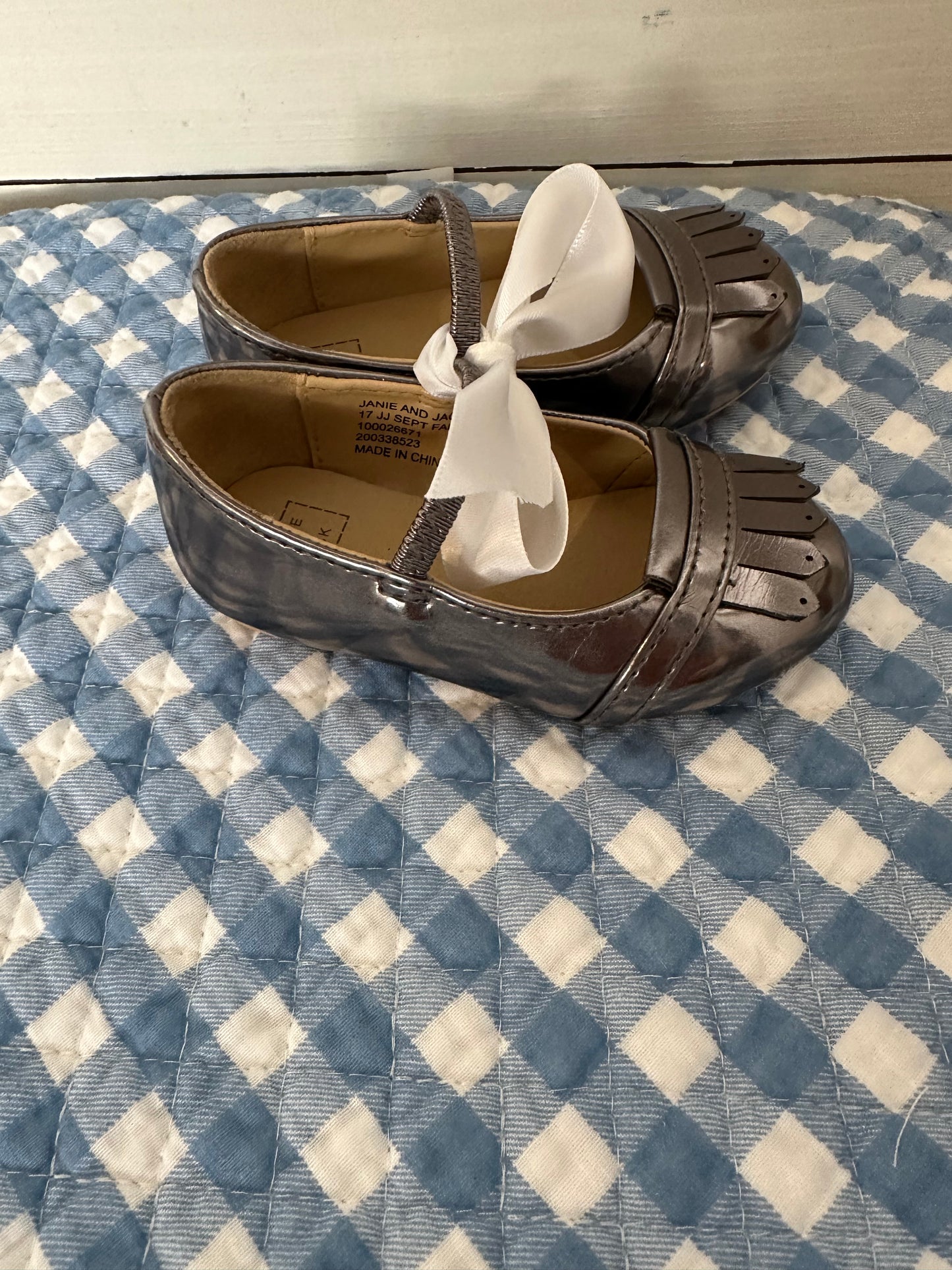 Janie & Jack Metallic Dark Pewter Dressy Shoes