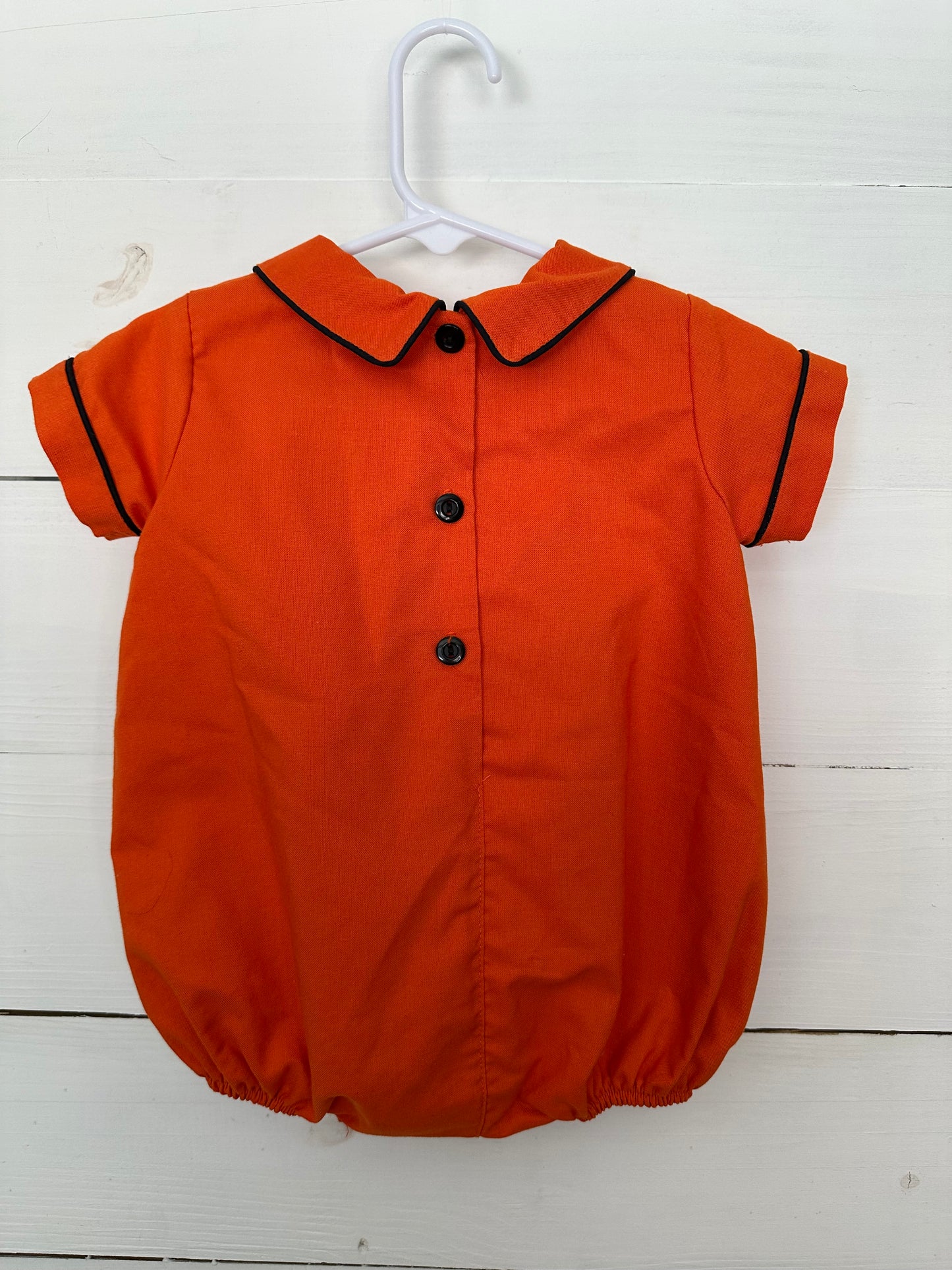 12M - Christian Elizabeth & Co: Orange Jack-o-lantern bubble with peter pan collar