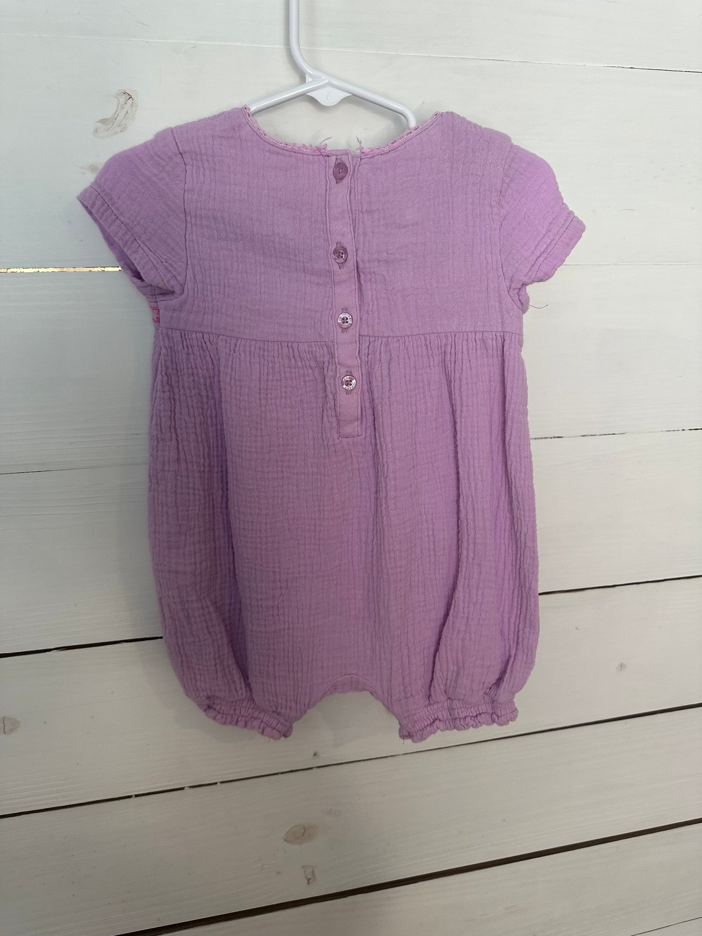 18/24M - Peek Purple Muslin Embroidered Romper