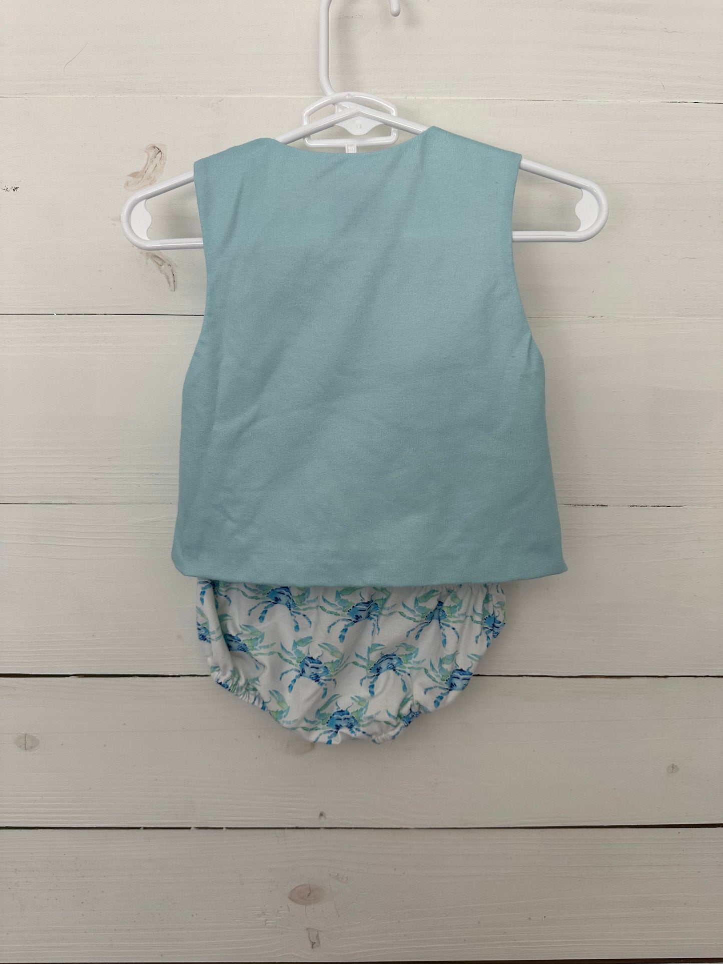 Saving Grace Blue Crab Smock Set - Diaper Cover Set