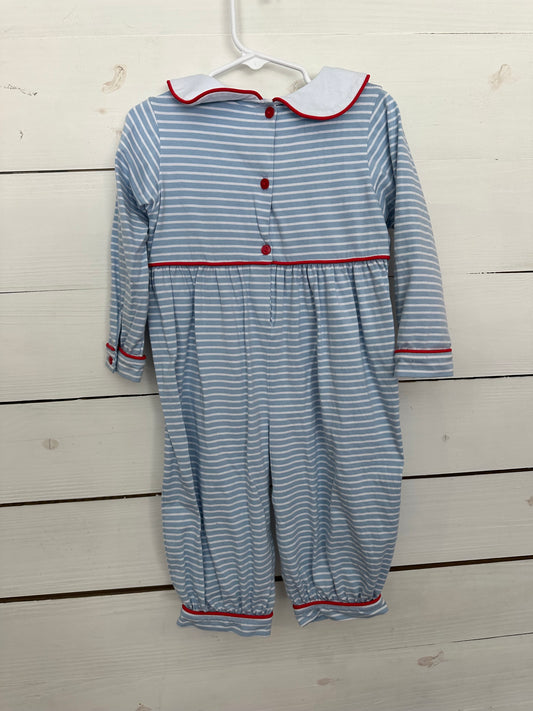 3T - Shrimp & Grits Santa Cotton Romper with Collar