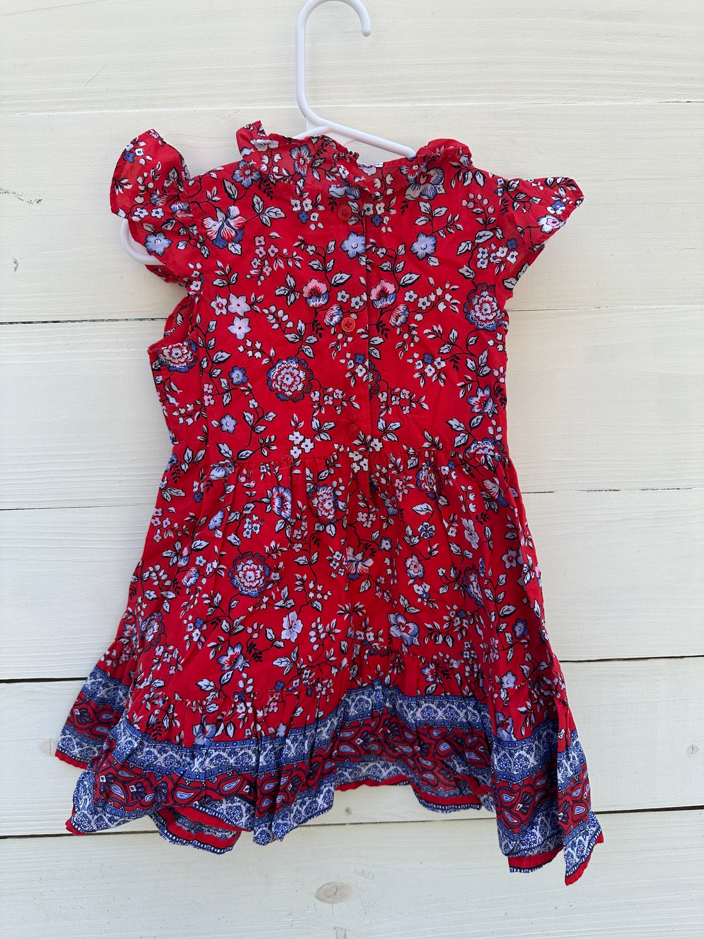 2T - Floral Red and Blue Janie and Jack Dress