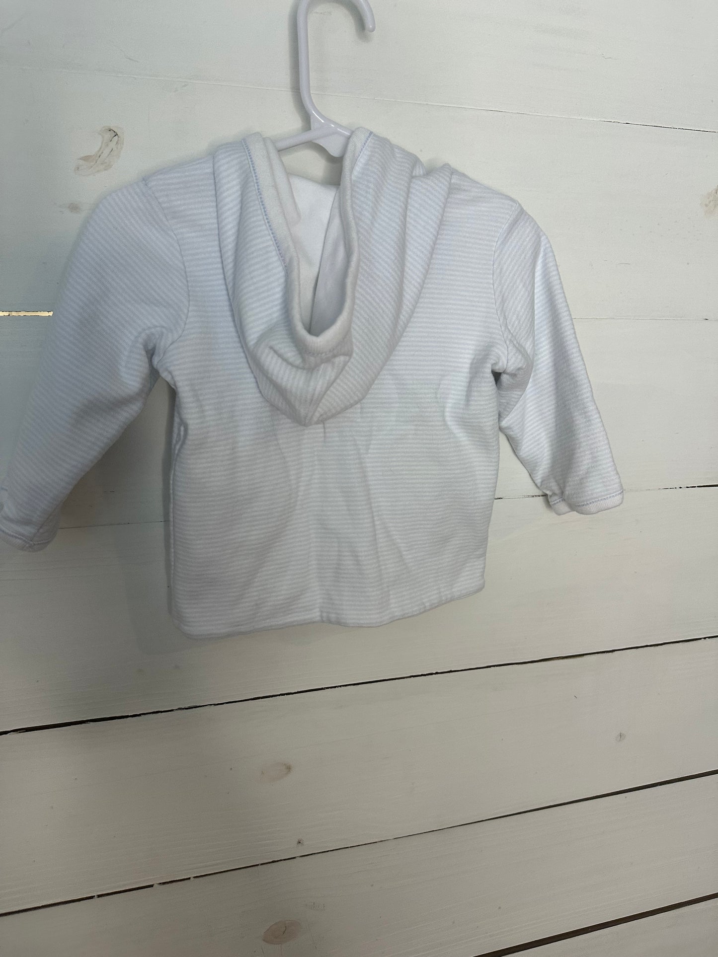 6/9M (Estimated) - Polo baby blue striped button up jacket - reversible (white) - No tag from being reversible