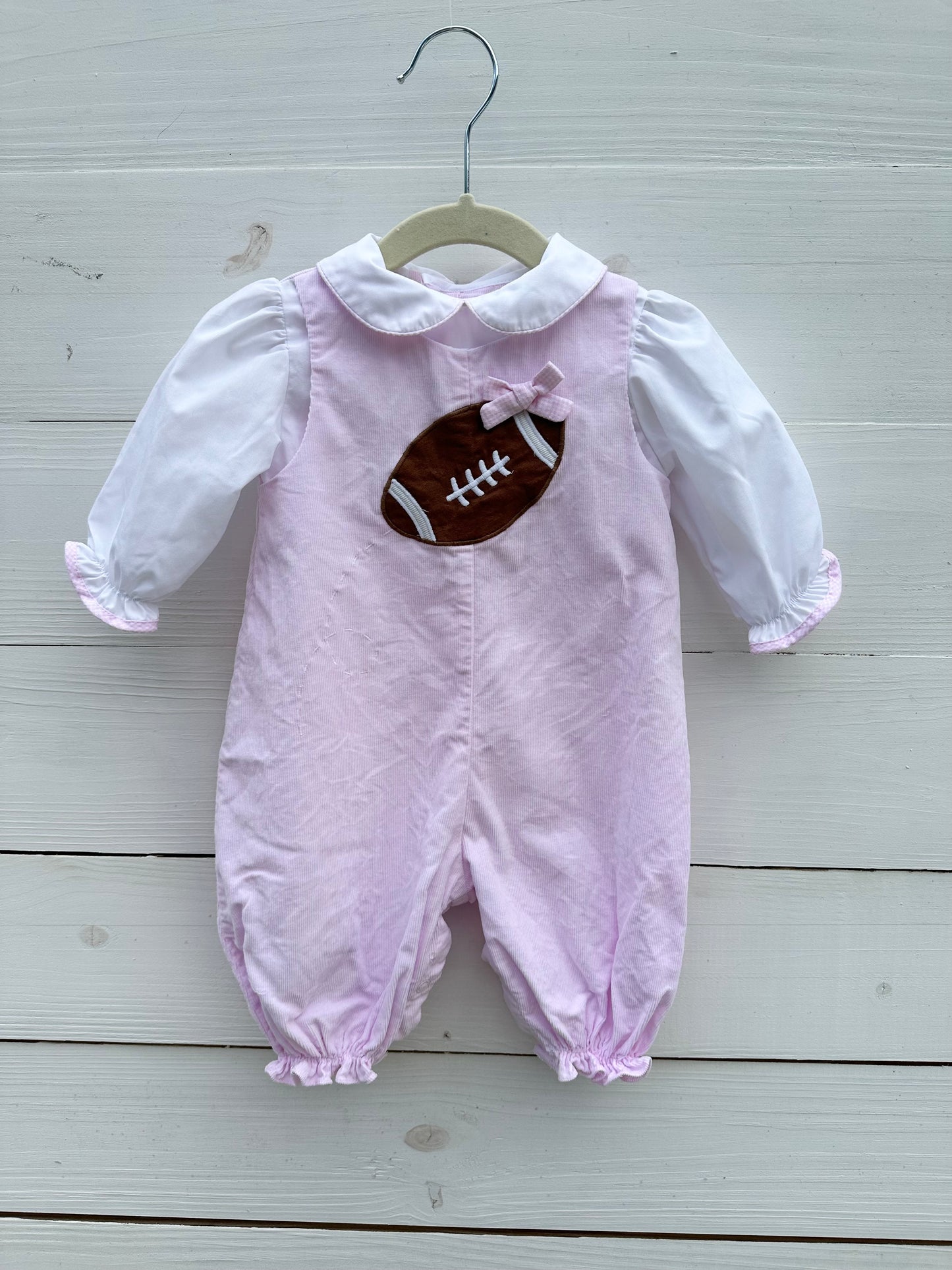 Z*U Pink Corduroy Football Overalls with Built in Blouse