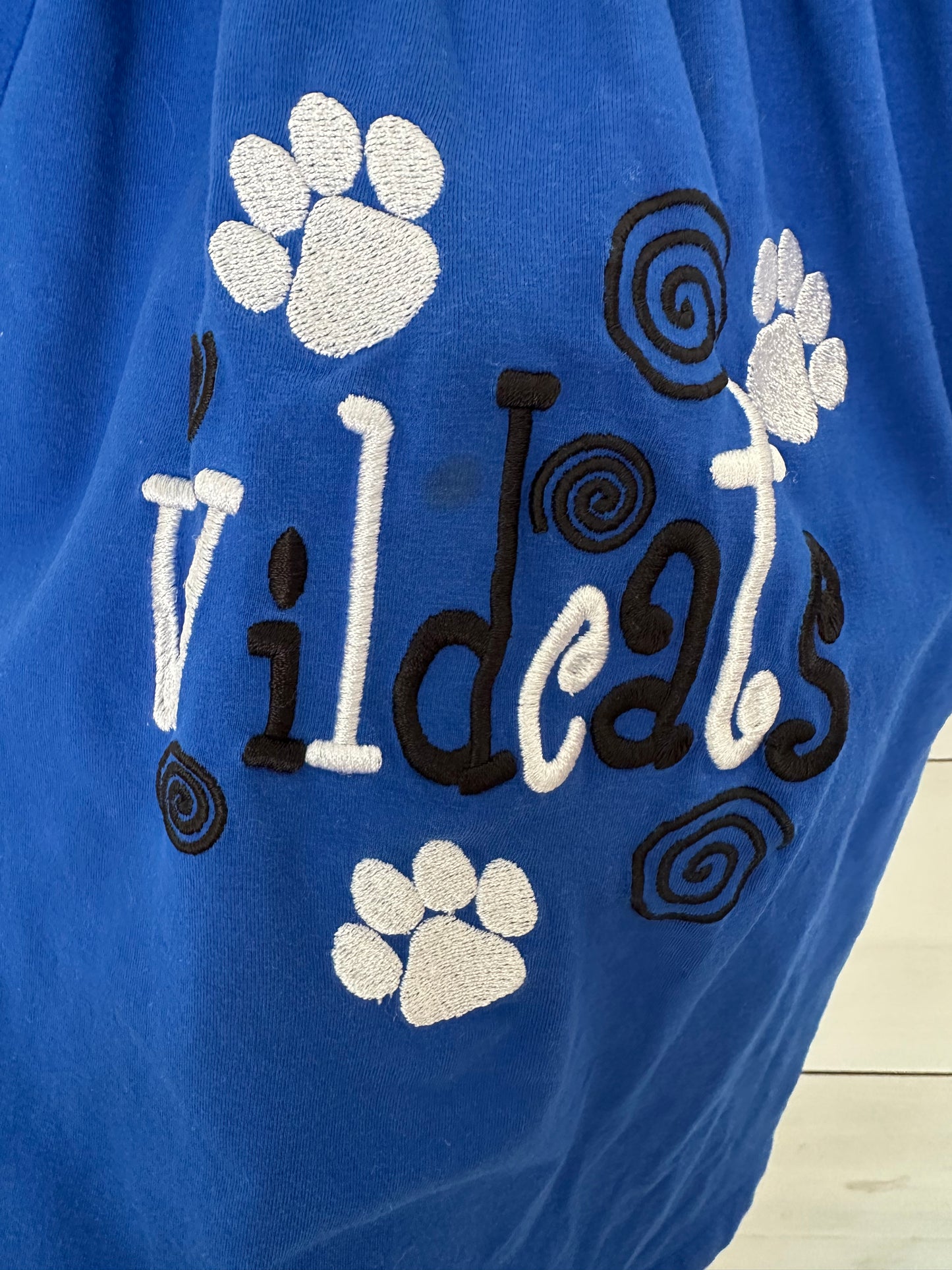 18M - Wild Cats Blue Dress with Black and White Polka Dot Pants