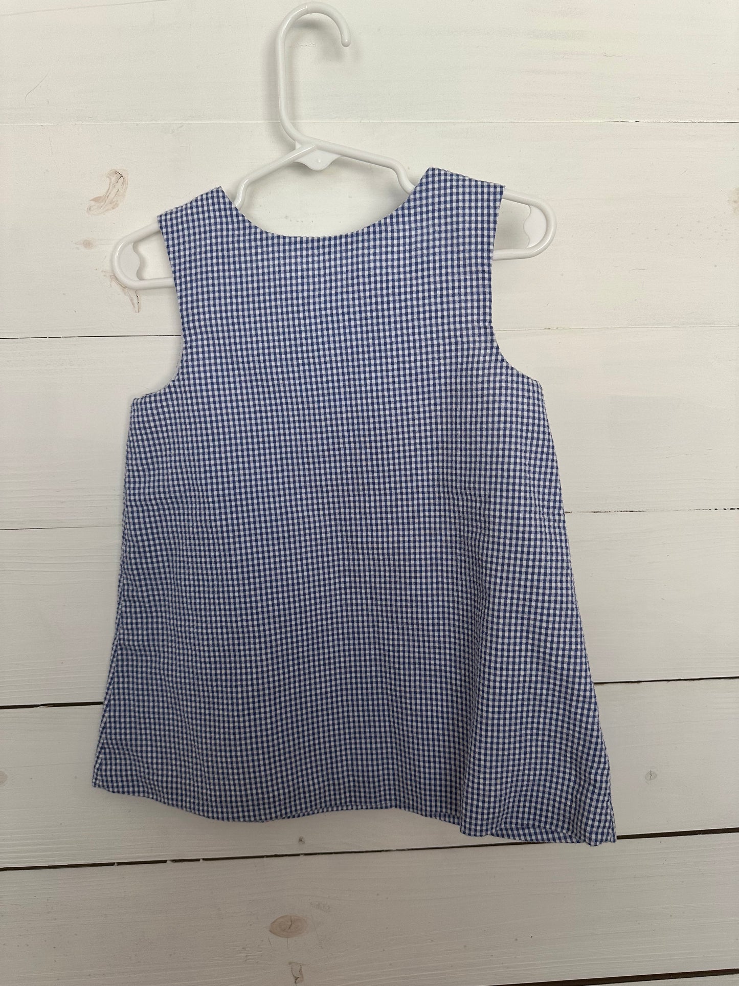 Kelly's Kids : Blue seer sucker dress with appliqued sail boat