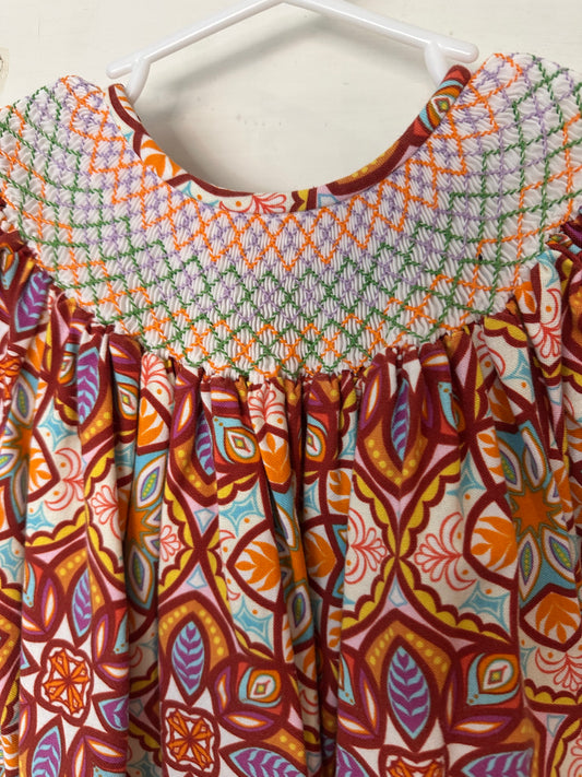 4T- Orange Smocked Bishop Dress - Krewe