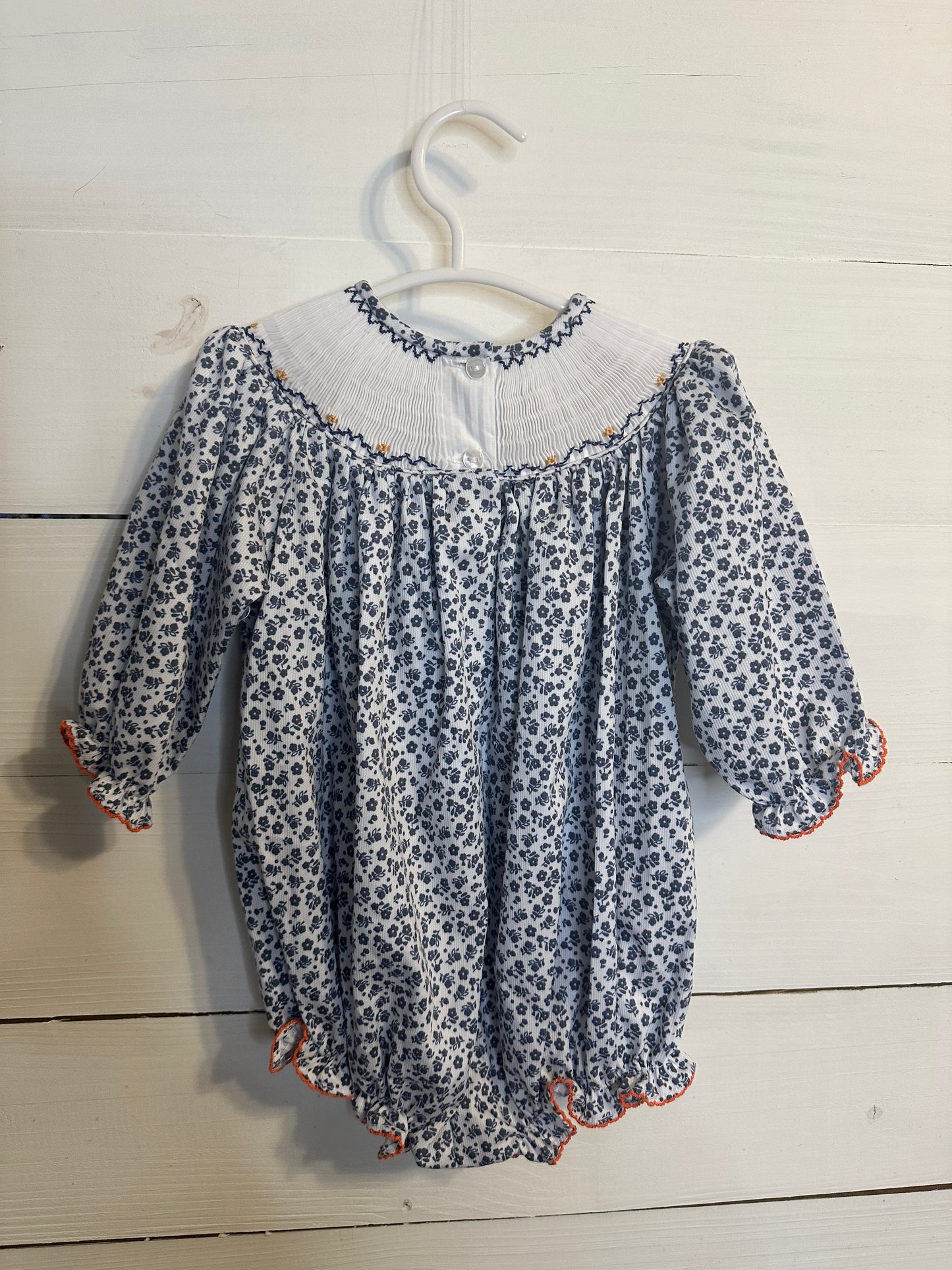 9M - Ruth & Ralph Smocked Bubble with Pumpkins, Bows, & Flowers