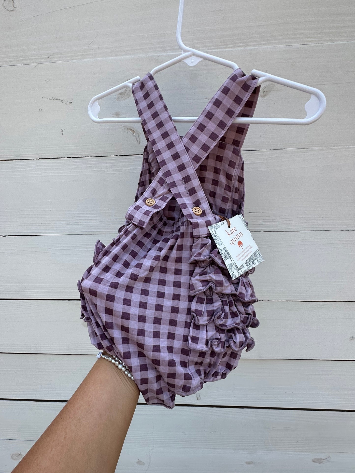 3/6M - Kate Quin NWT - Purple Gingham Sunsuit