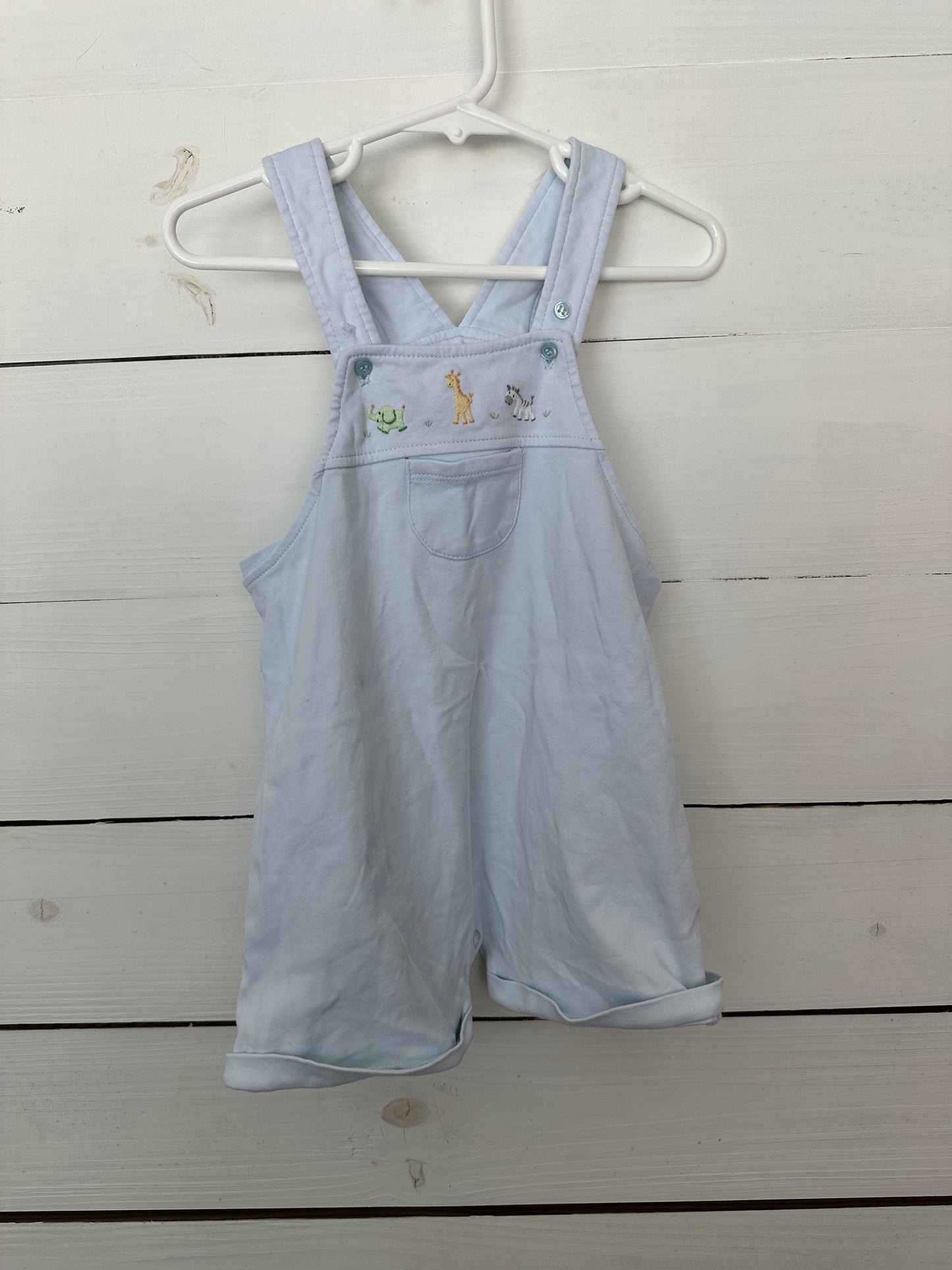 24m - Squiggles Baby Blue Cotton Jon Jon with Embroidered Animals