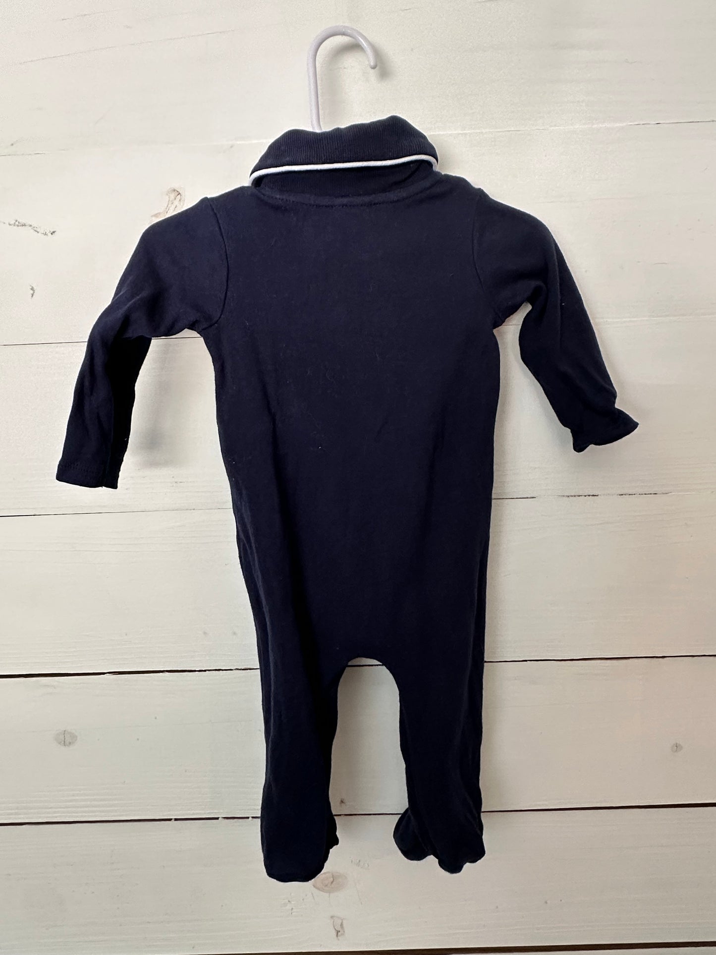 Edgehill Collection Navy Romper with Embroidered Dog