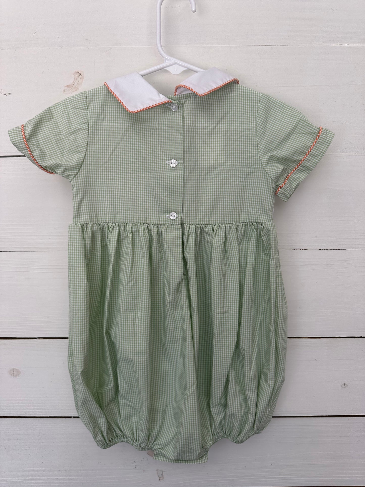2T - Ruth & Ralph Green Plaid Bubble with Smocked Pumpkins