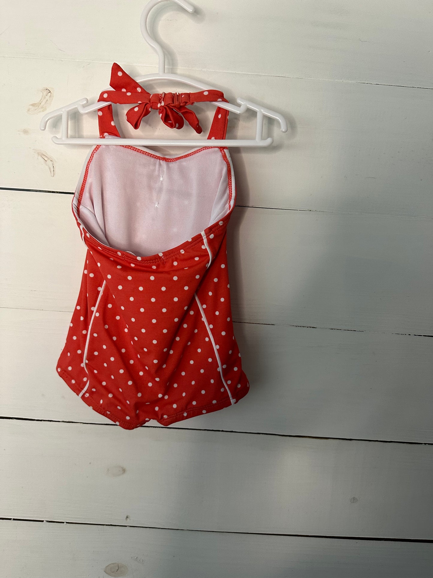 12-18M - Janie & Jack Coral and White Polka Dot Swimsuit