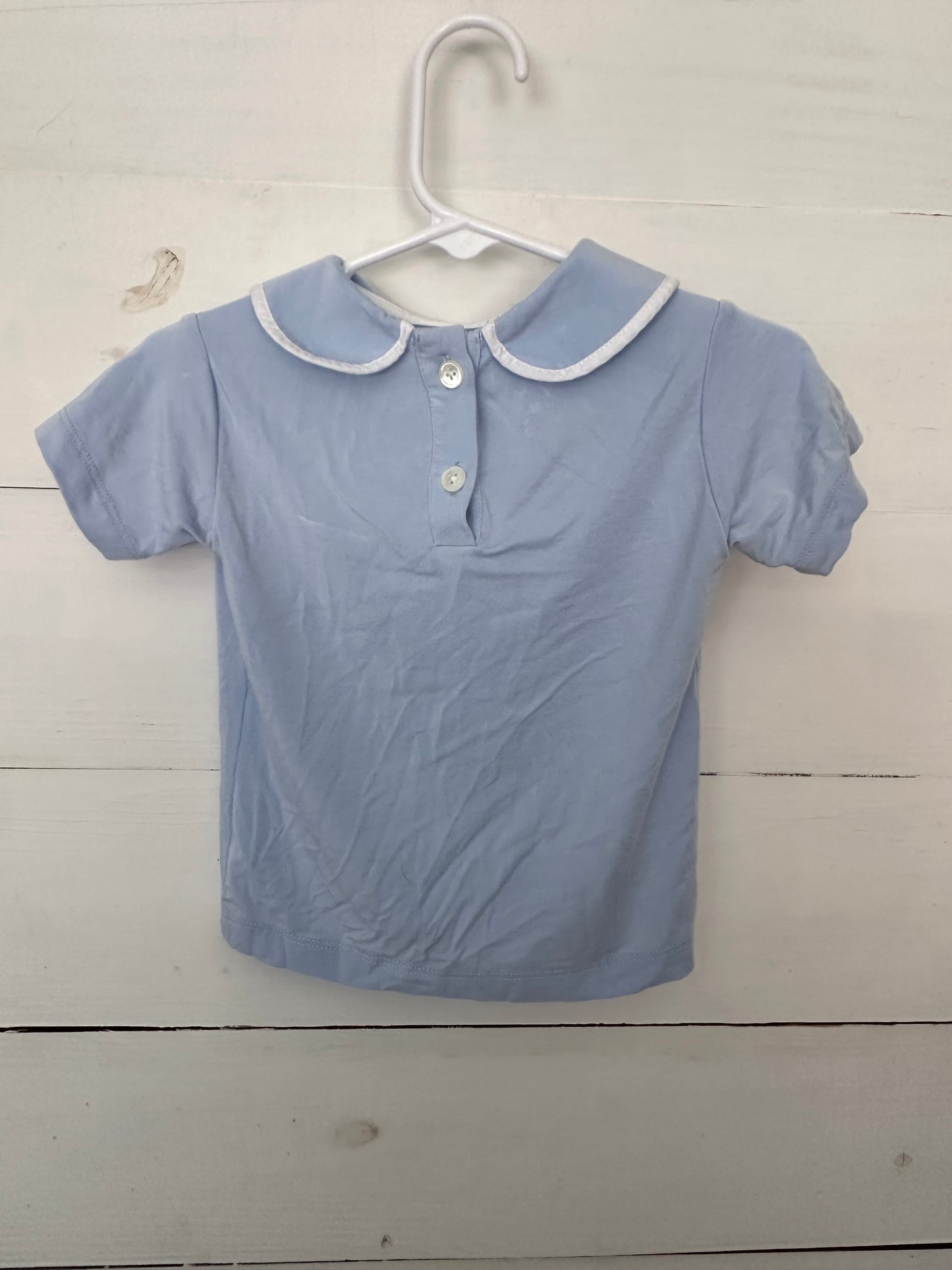 Henry Duval: Light blue shirt with peter pan collar with white trim