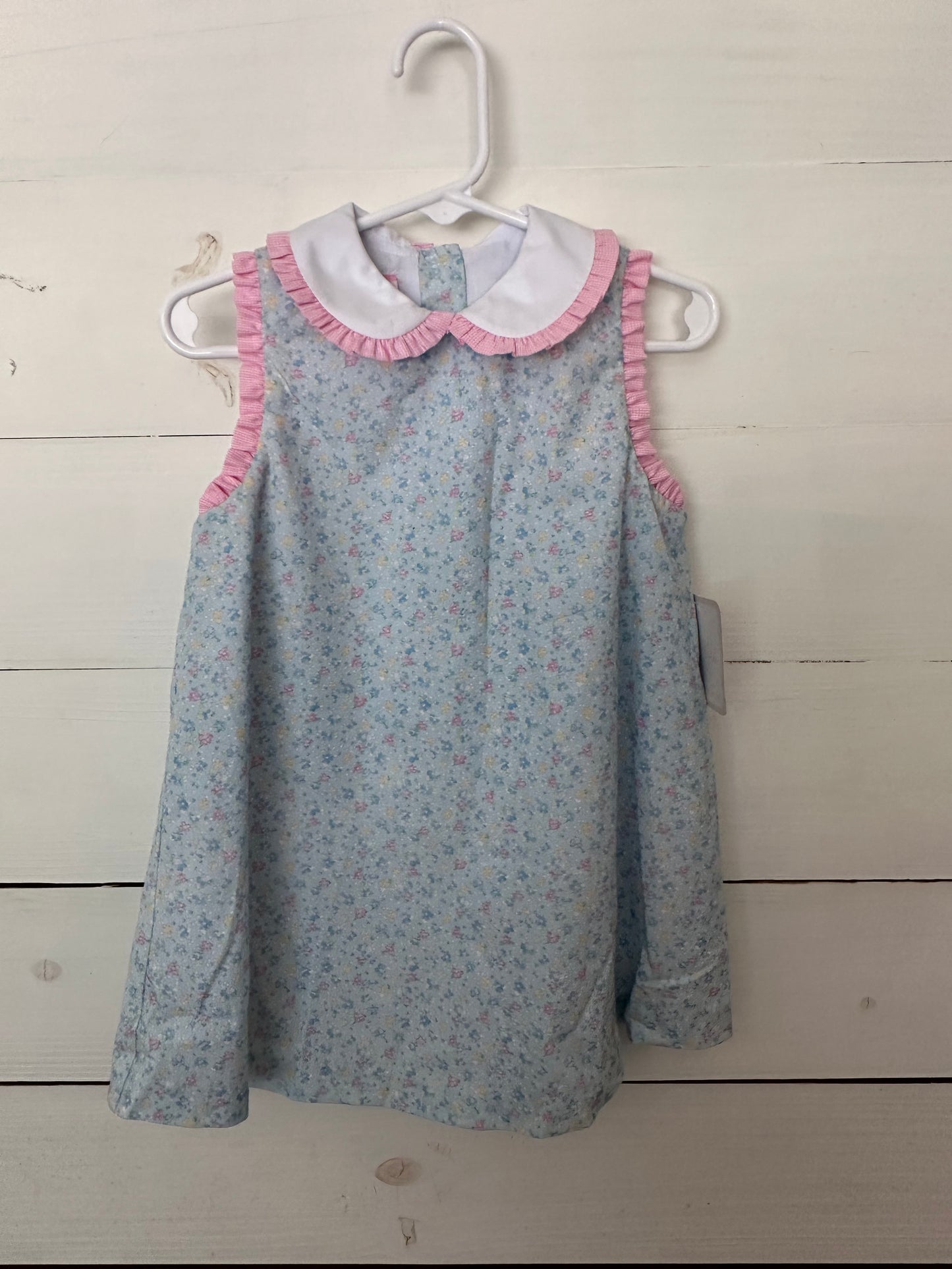 Petit Bebe Dress with Collar and Gingham Ruffles